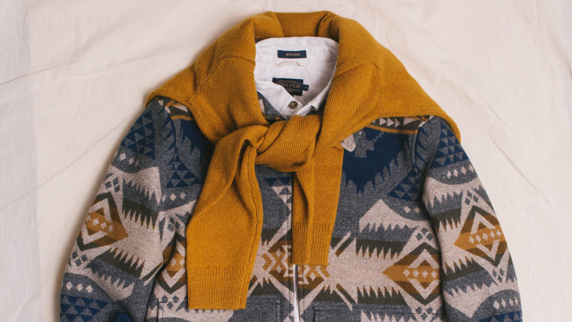 Pendleton brown suede vest with Oxford Mix aztec wool outlet back