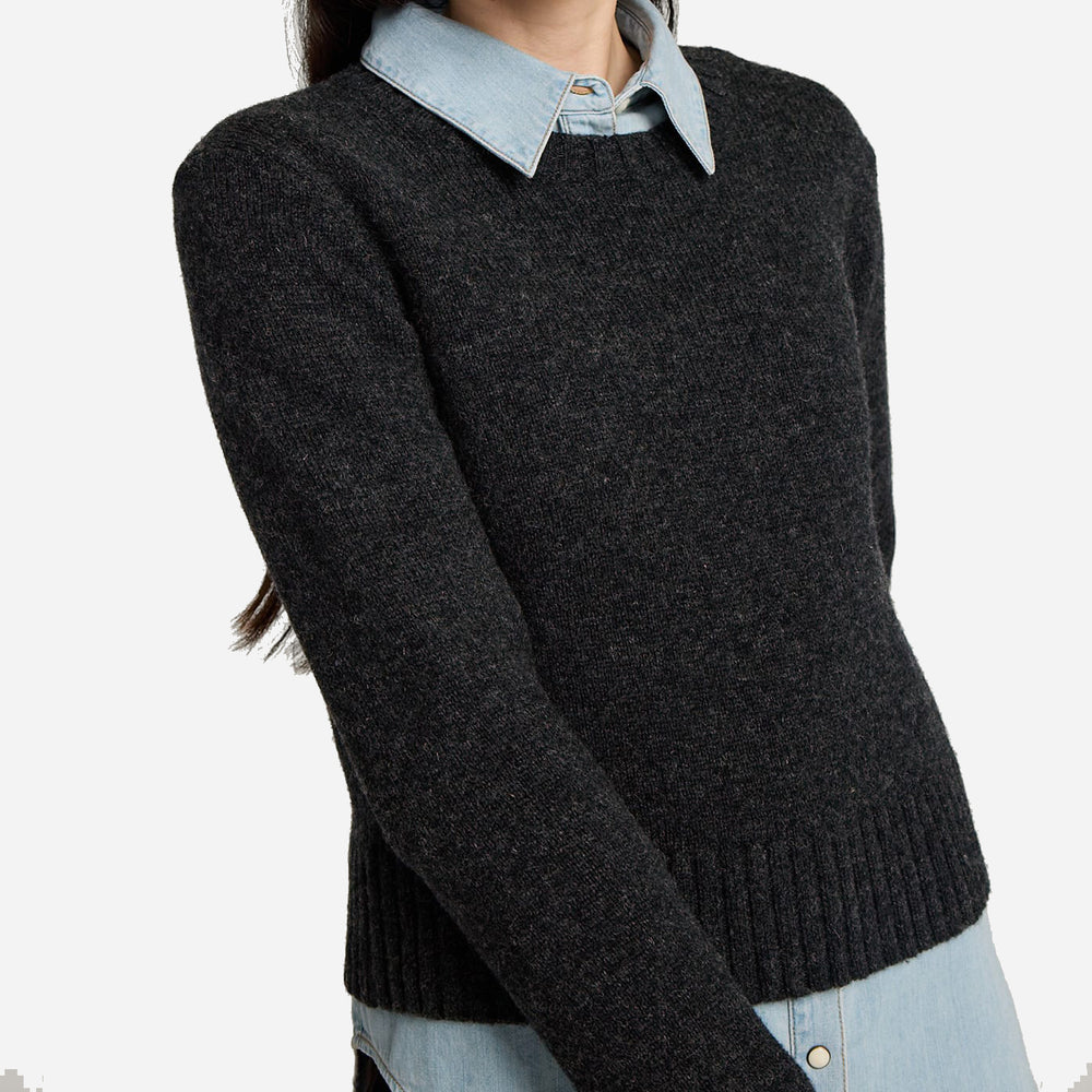 Women's Shetland Crew Knit - Black Heather