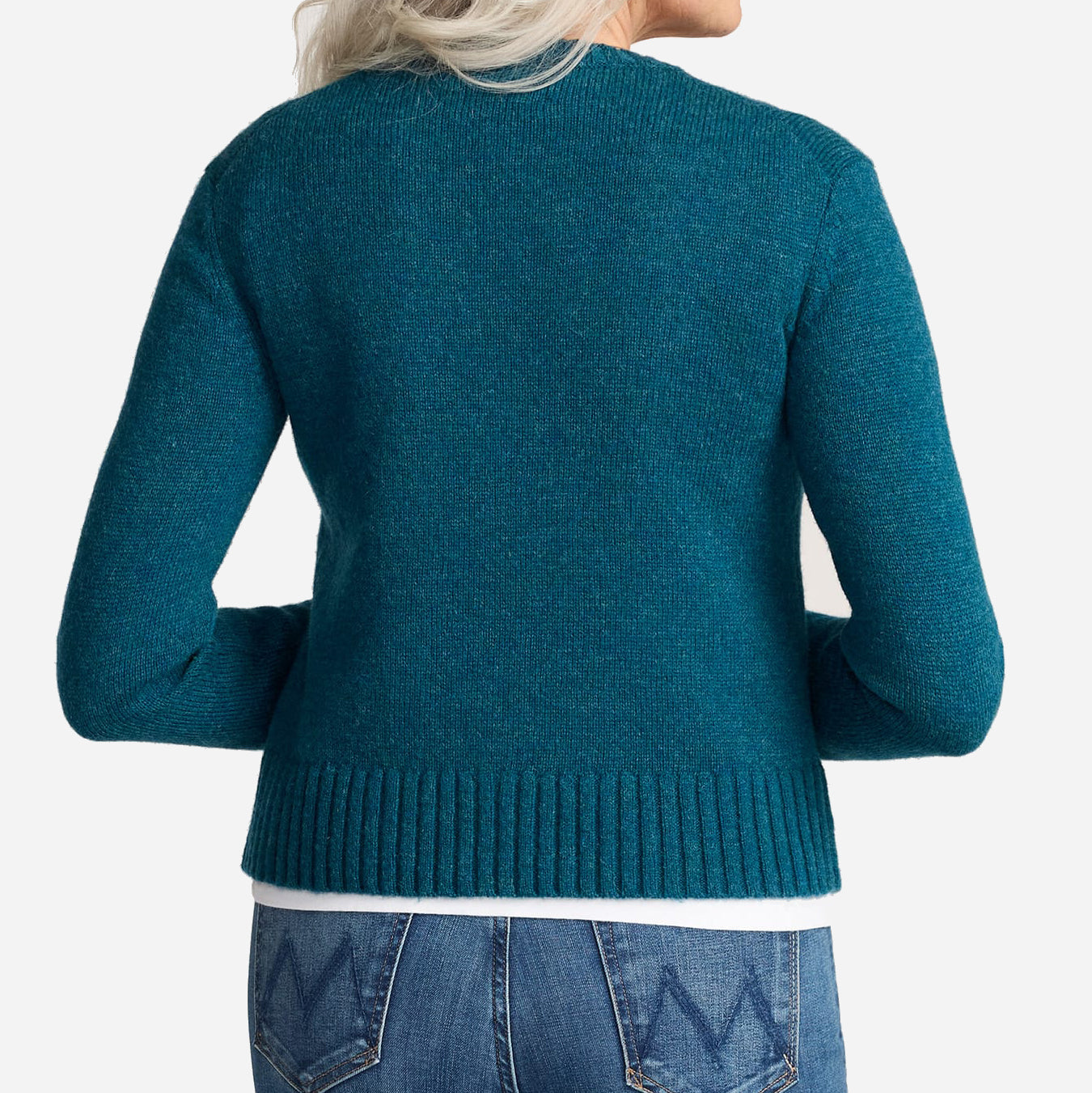 Womens Shetland Crew Knit - Deep Teal Heather