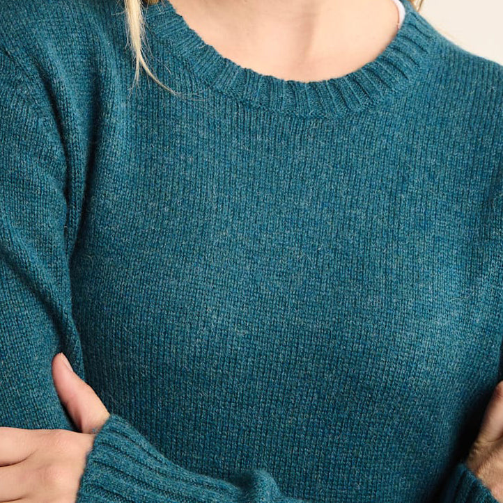 Womens Shetland Crew Knit - Deep Teal Heather