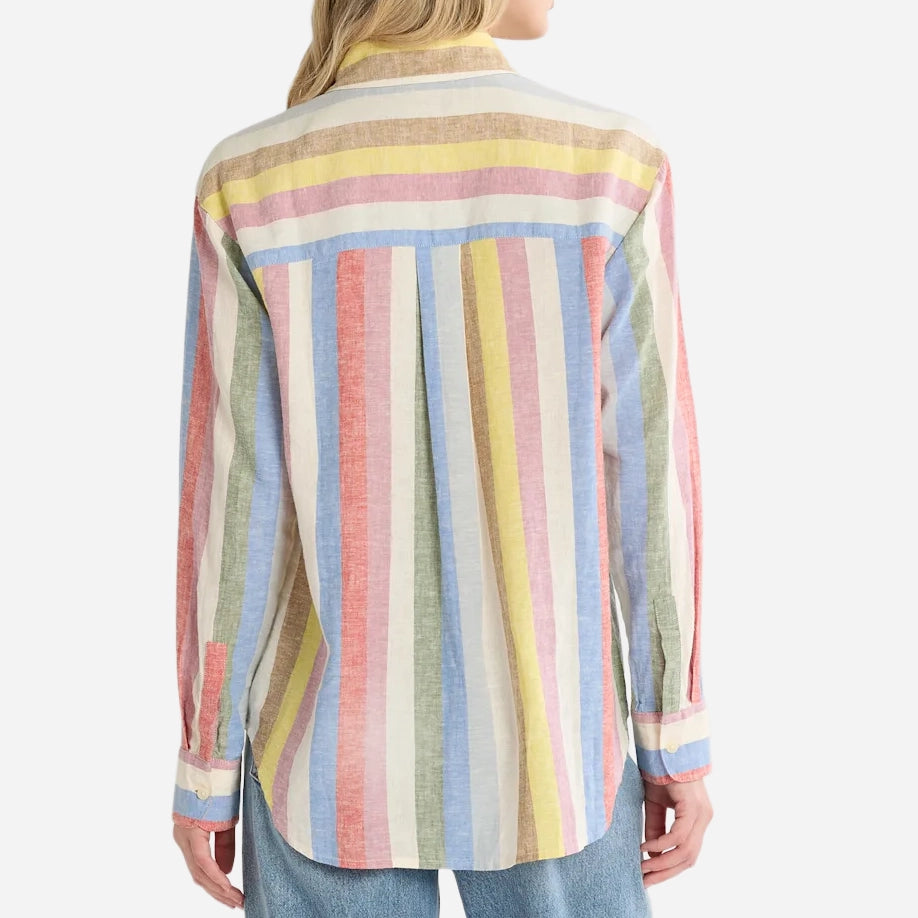 Womens Multi Stripe Coastal Linen Shirt - Multi