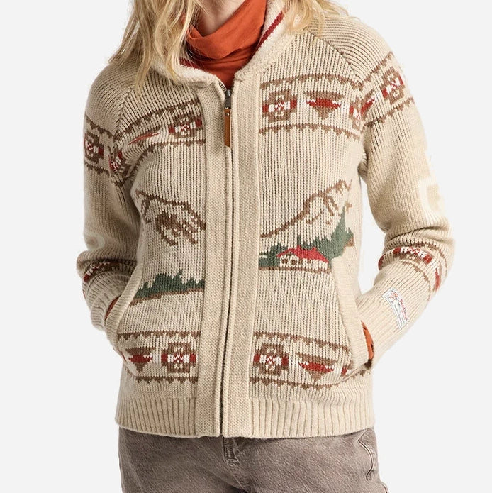 Womens Alpaca Lambswool Cardigan - Oatmeal Heather