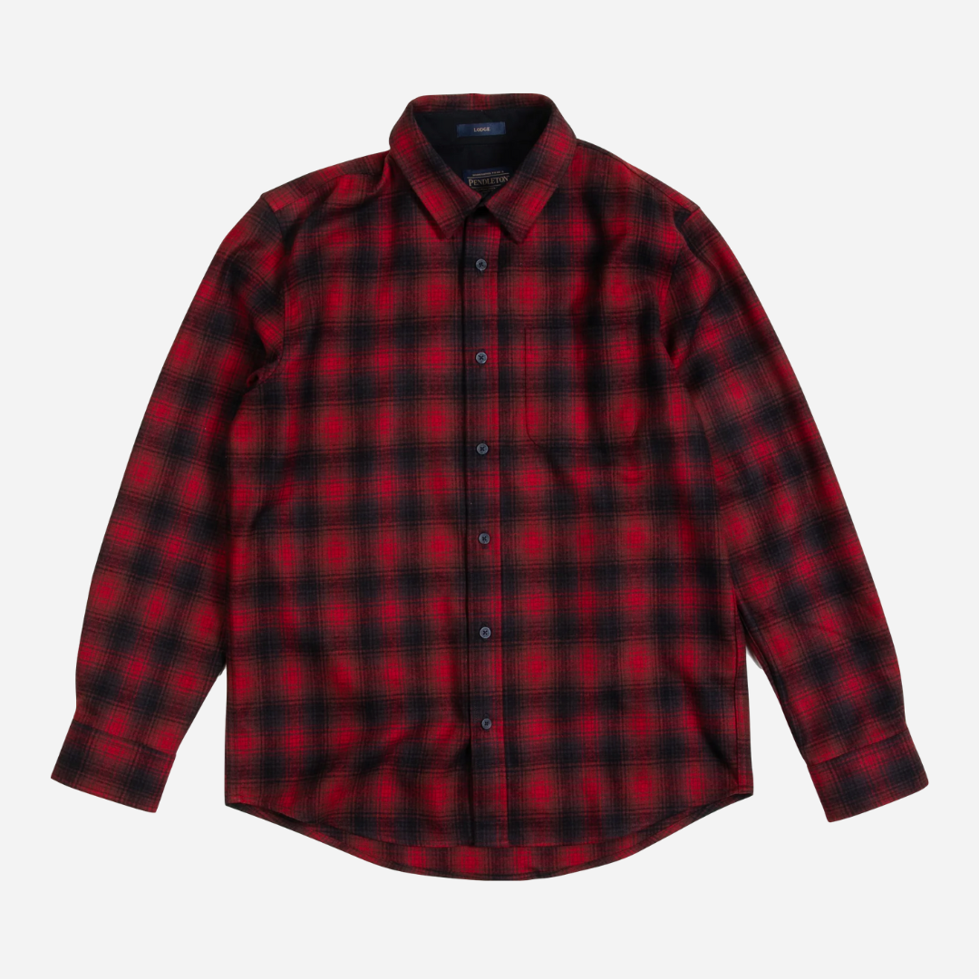 Pendleton Red Plaid top Button Down Wool Shirt Mens Size Medium