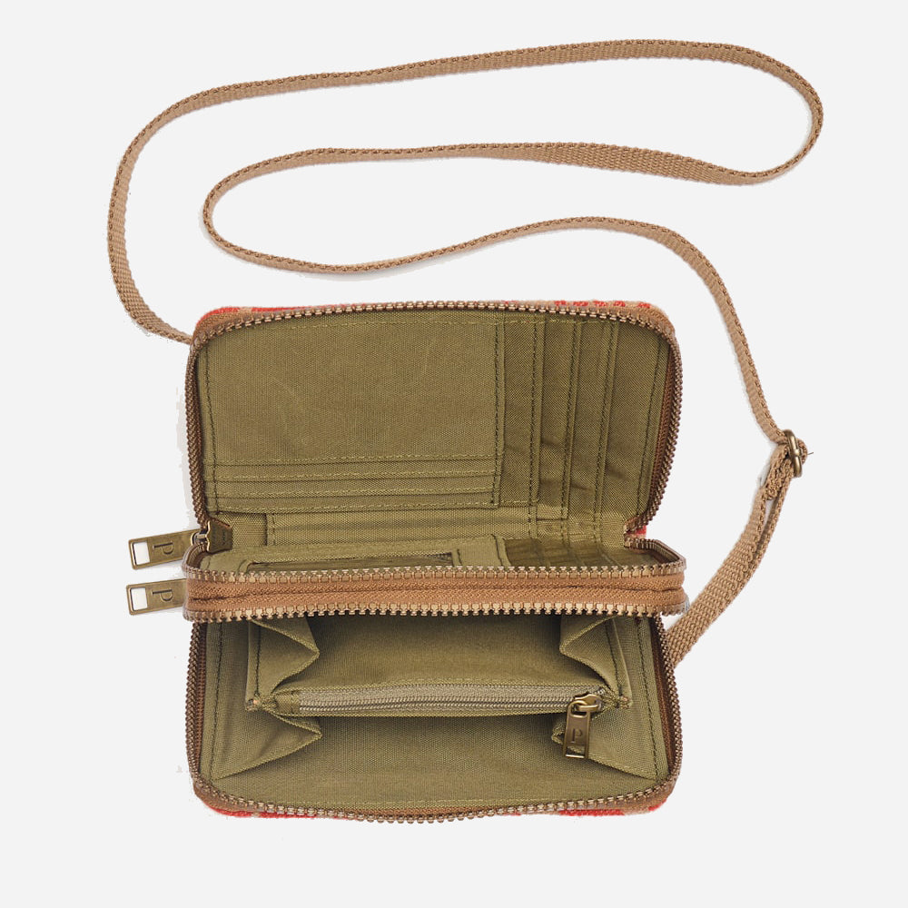 Wool Cross Body Organizer - Harding Red