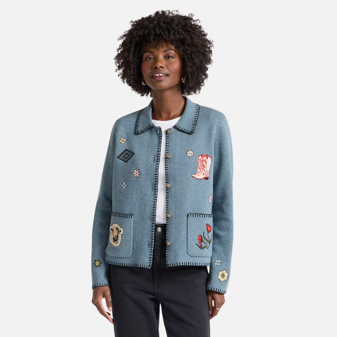 Womens Souvenir Cardigan - Denim Heather