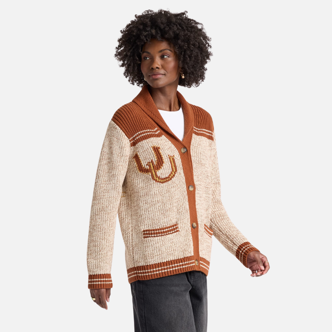 Womens Heritage Cardigan - Grey Heather/Copper