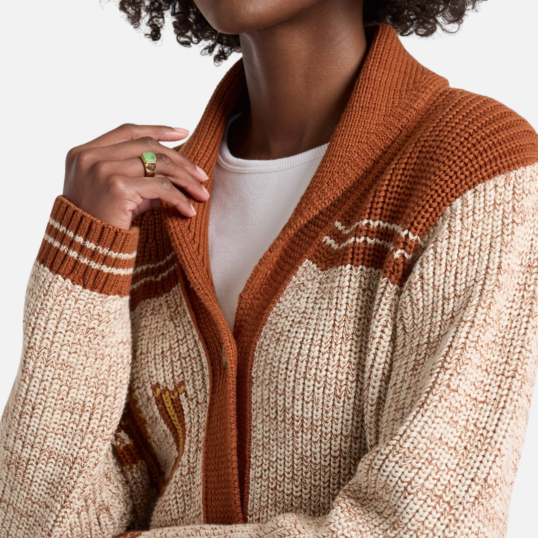 Womens Heritage Cardigan - Grey Heather/Copper