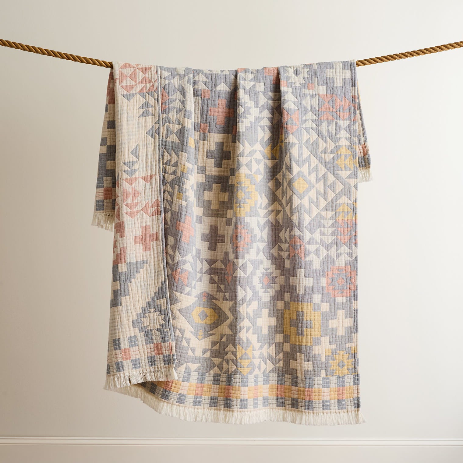 Fringed Cotton Throw - Blue Ridge