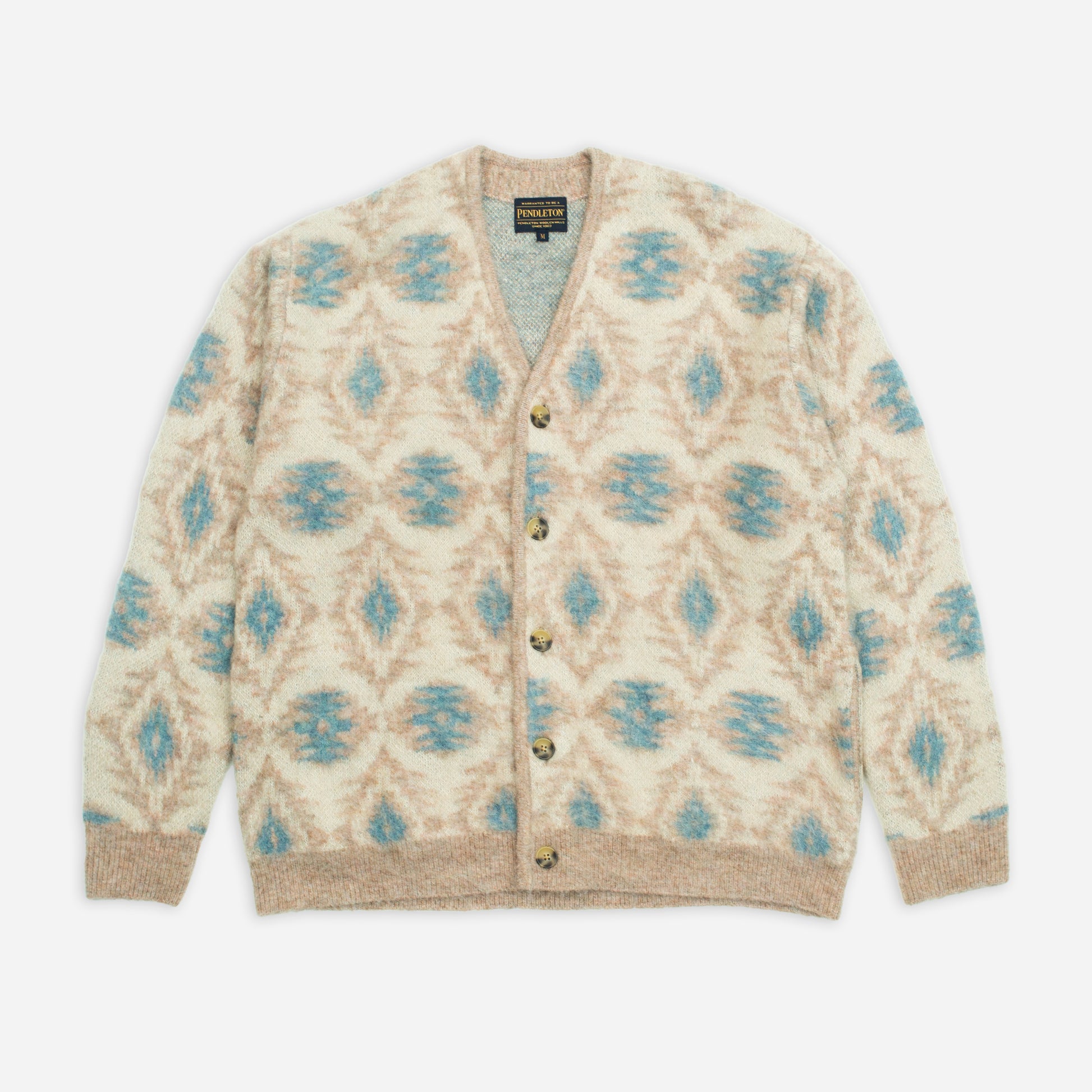 Shaggy Cardigan  - Beige/Baby Blue