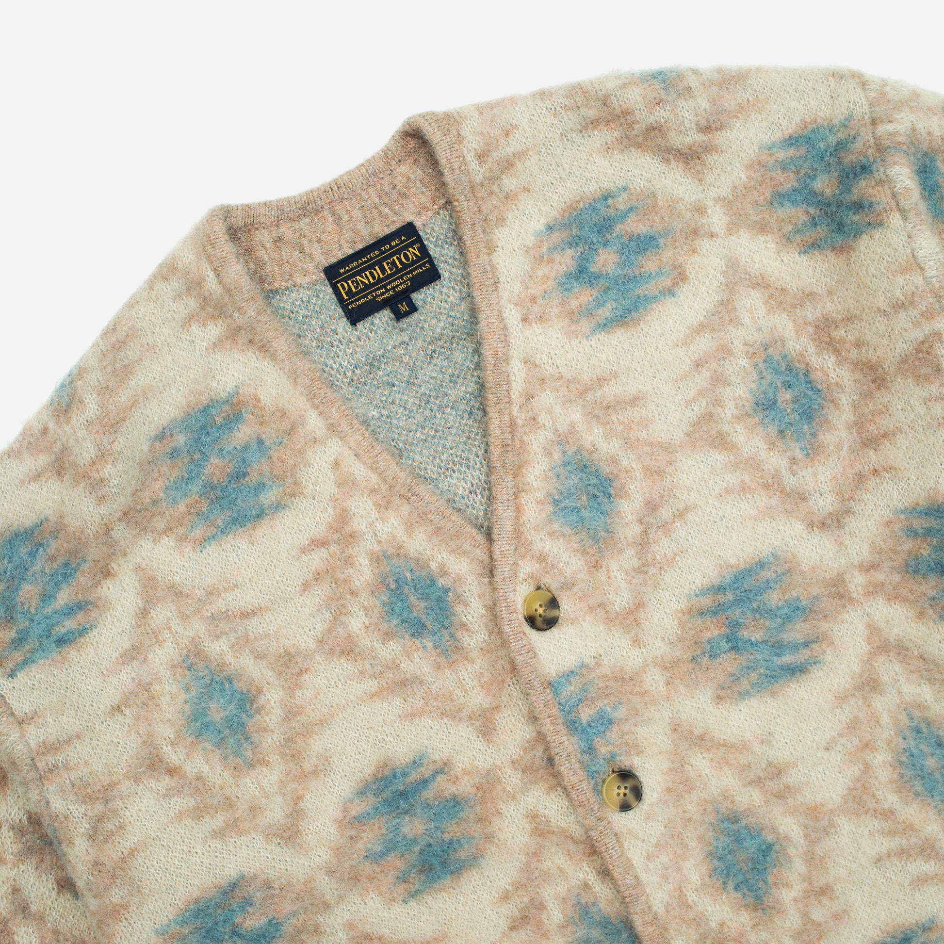 Shaggy Cardigan  - Beige/Baby Blue