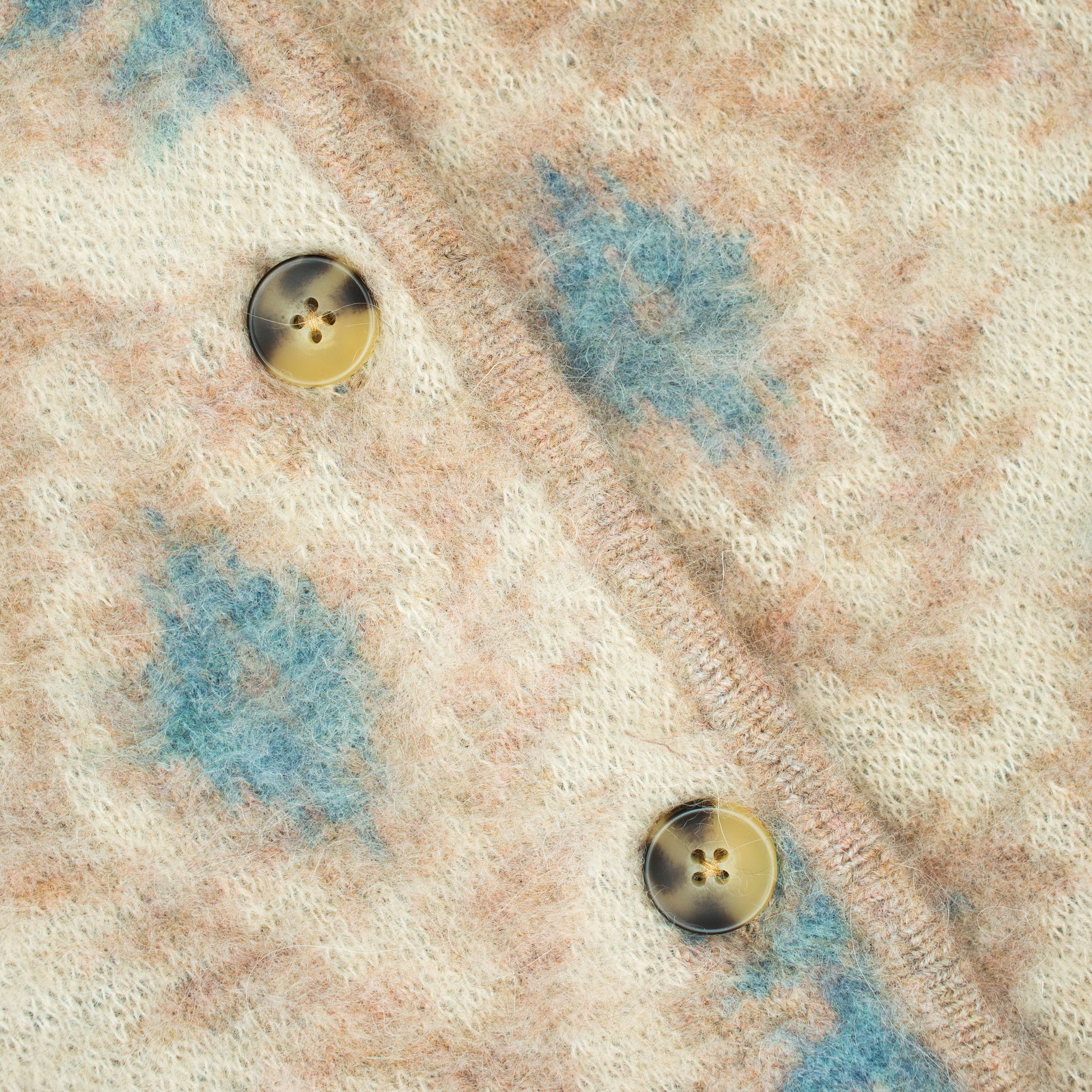 Shaggy Cardigan  - Beige/Baby Blue