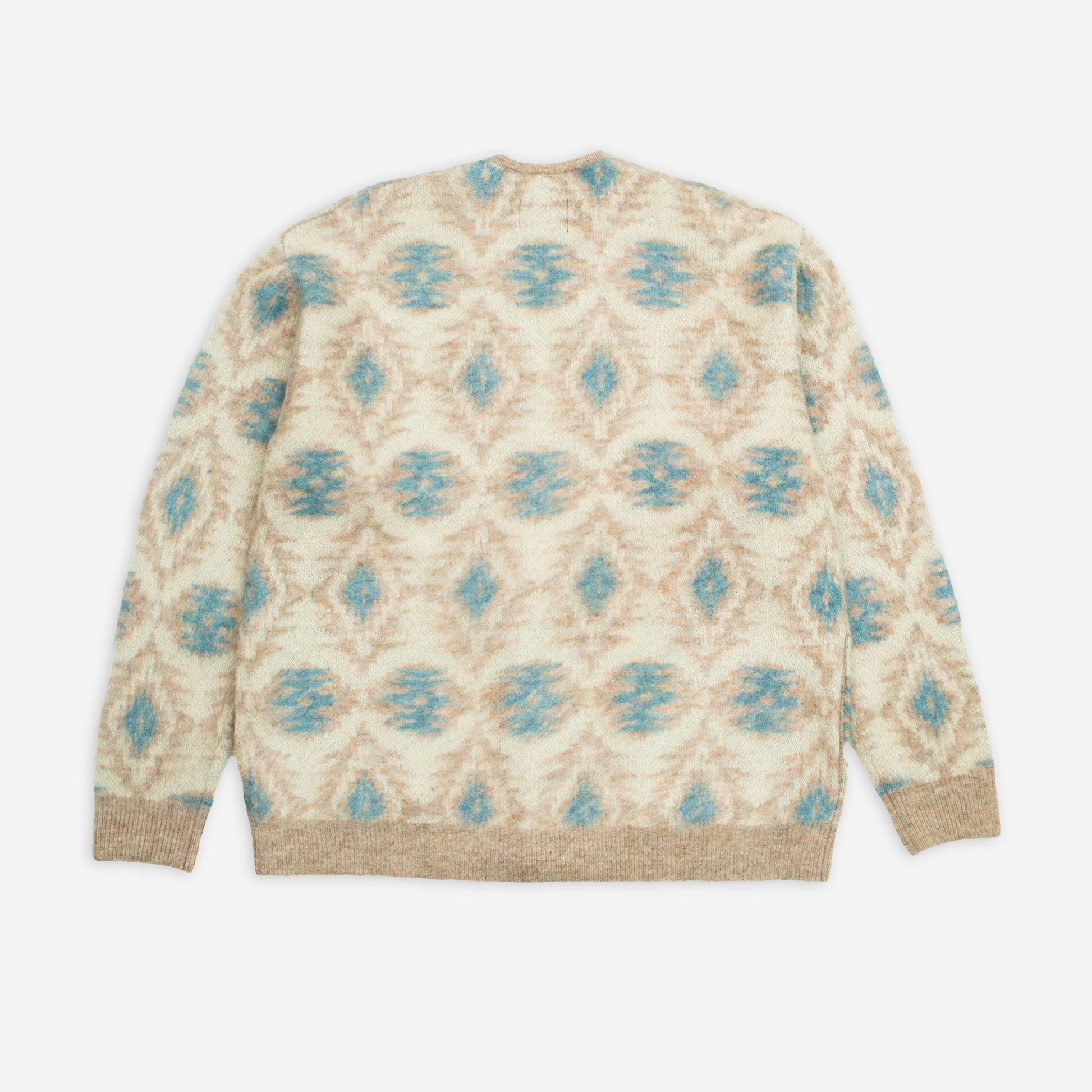 Shaggy Cardigan  - Beige/Baby Blue