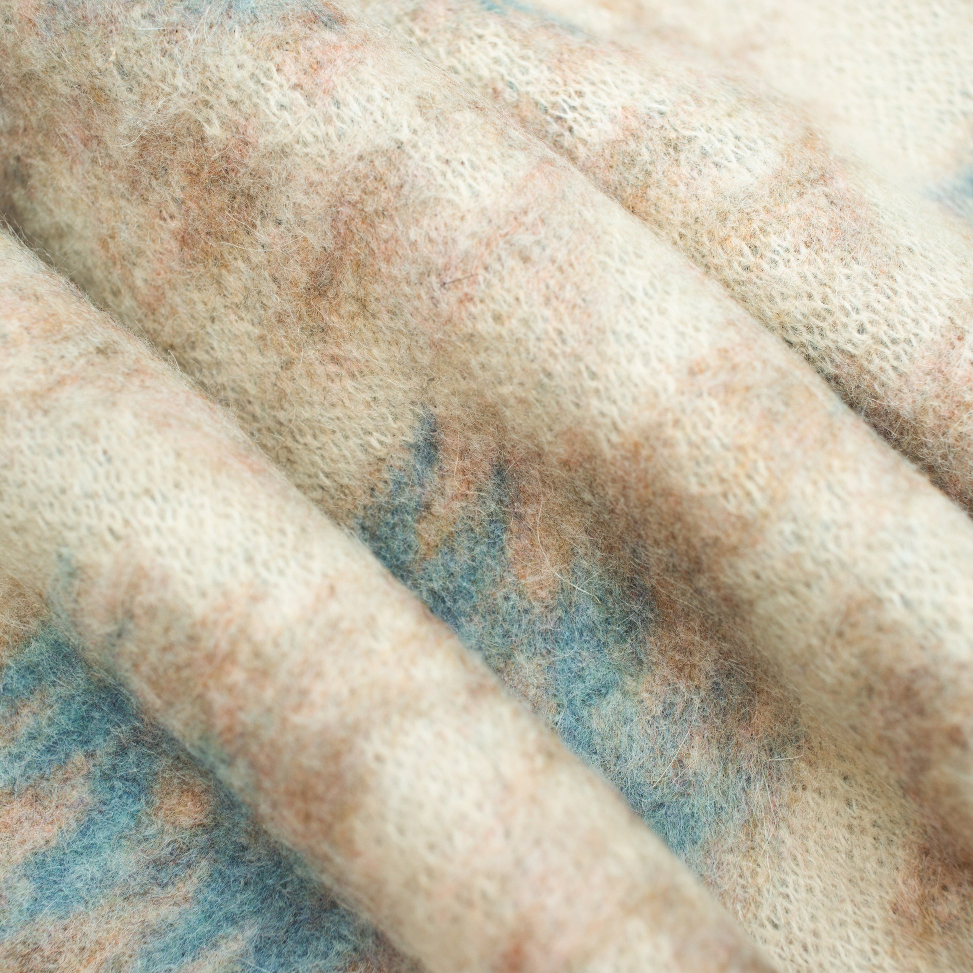 Shaggy Cardigan  - Beige/Baby Blue