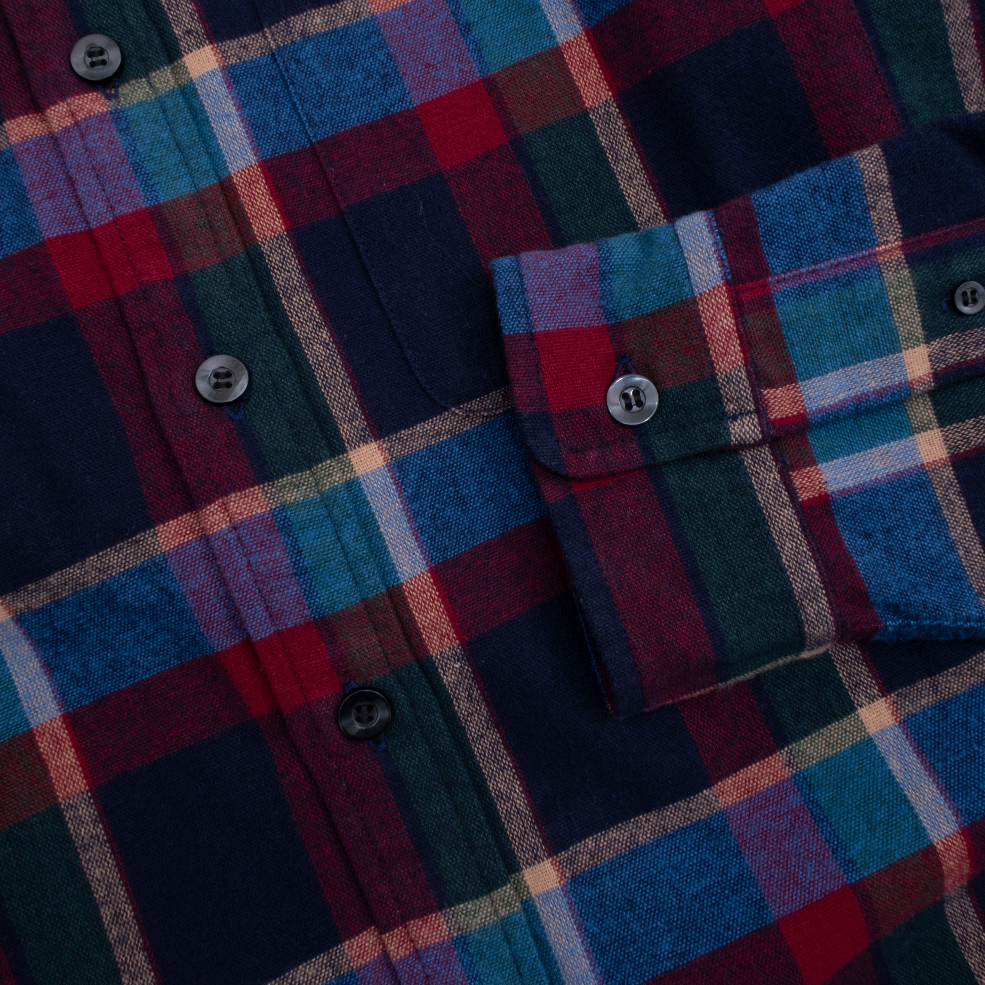 Lined Collar Shirt - Blue/Red Plaid