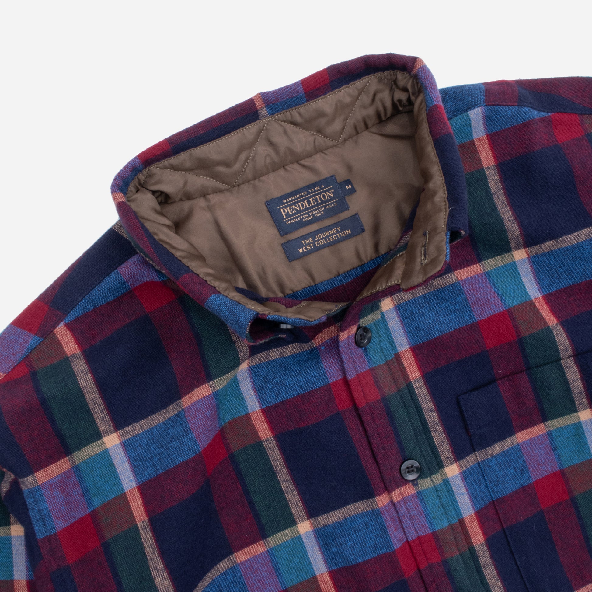 Lined Collar Shirt - Blue/Red Plaid