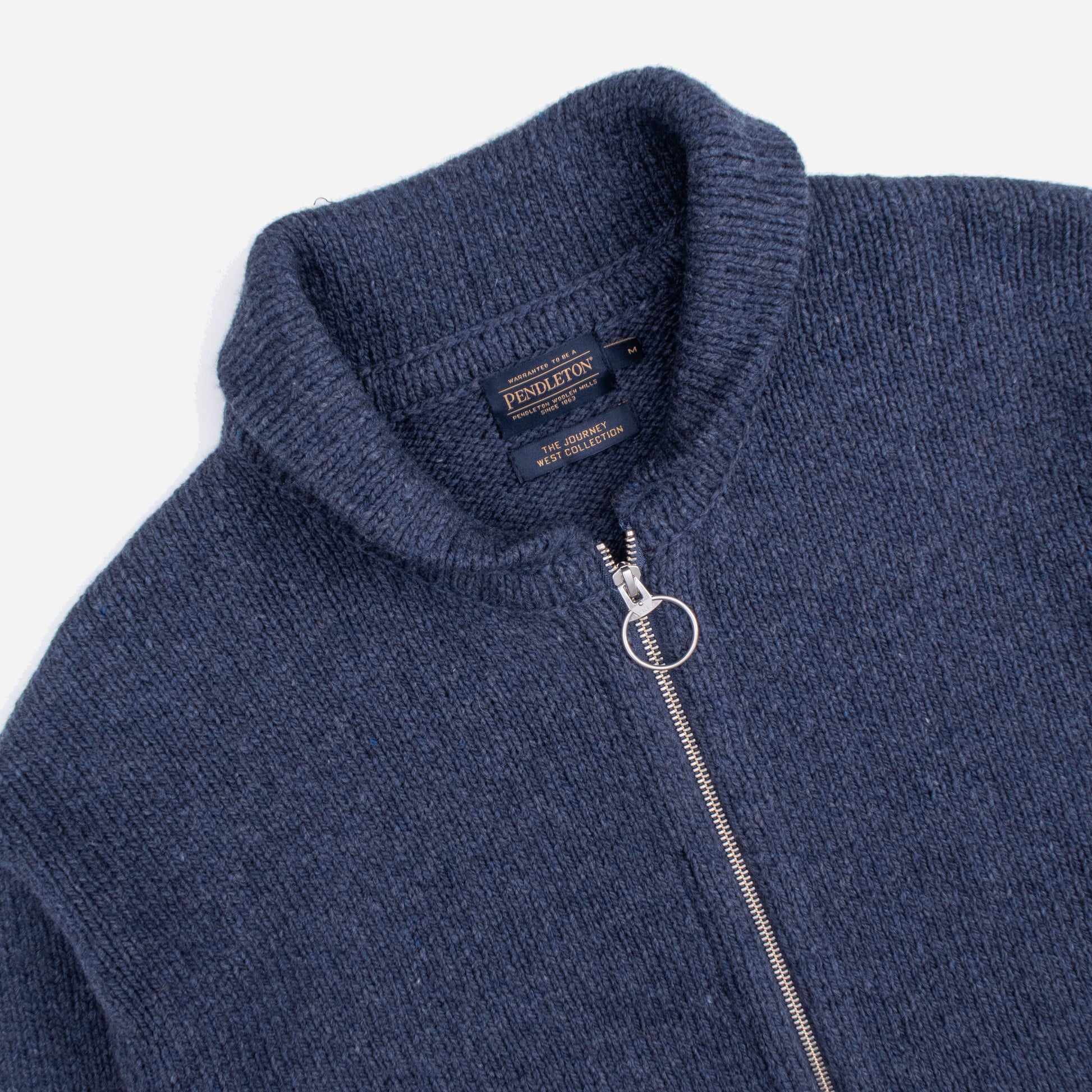 Lambswool Zip Cardigan - Navy