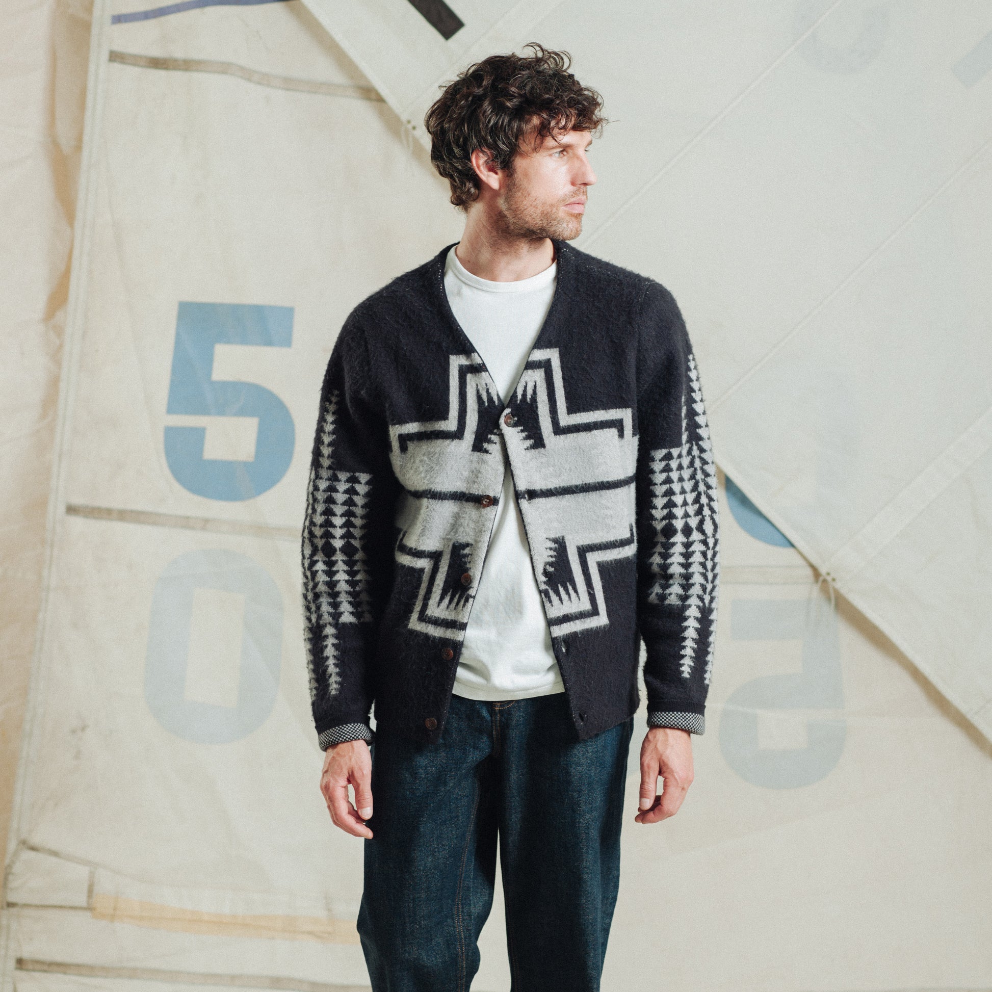 Band Cardigan - Black Harding