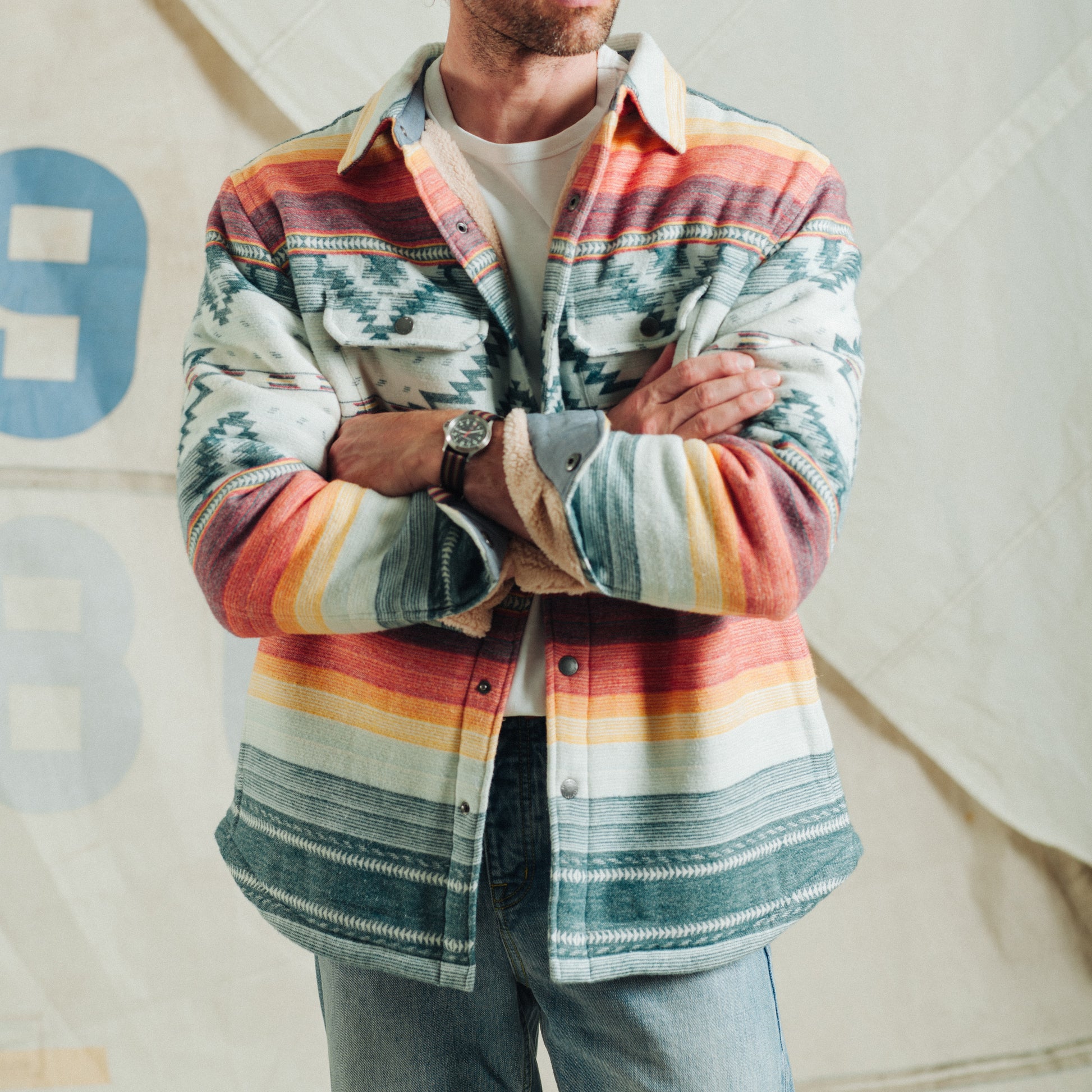 Bay City Sherpa Jacket - Saltillo Stripe