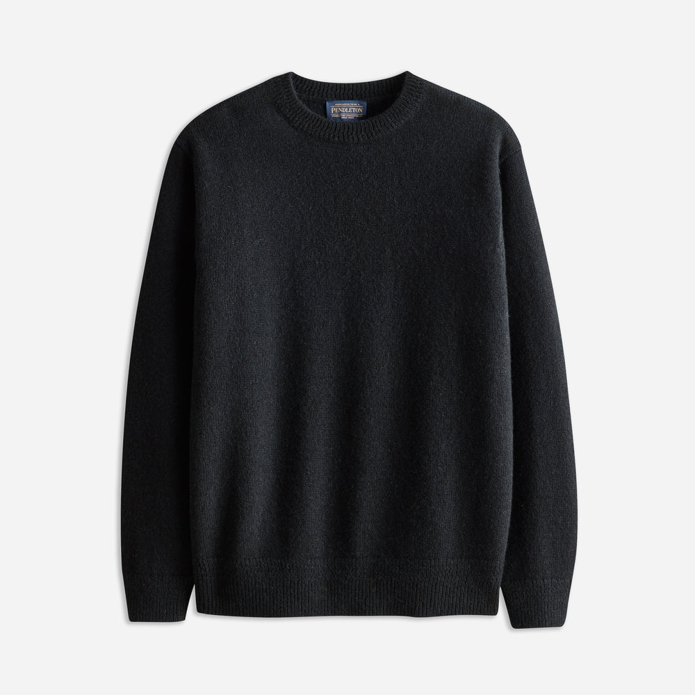 Shetland Wool Crew Sweater - Black