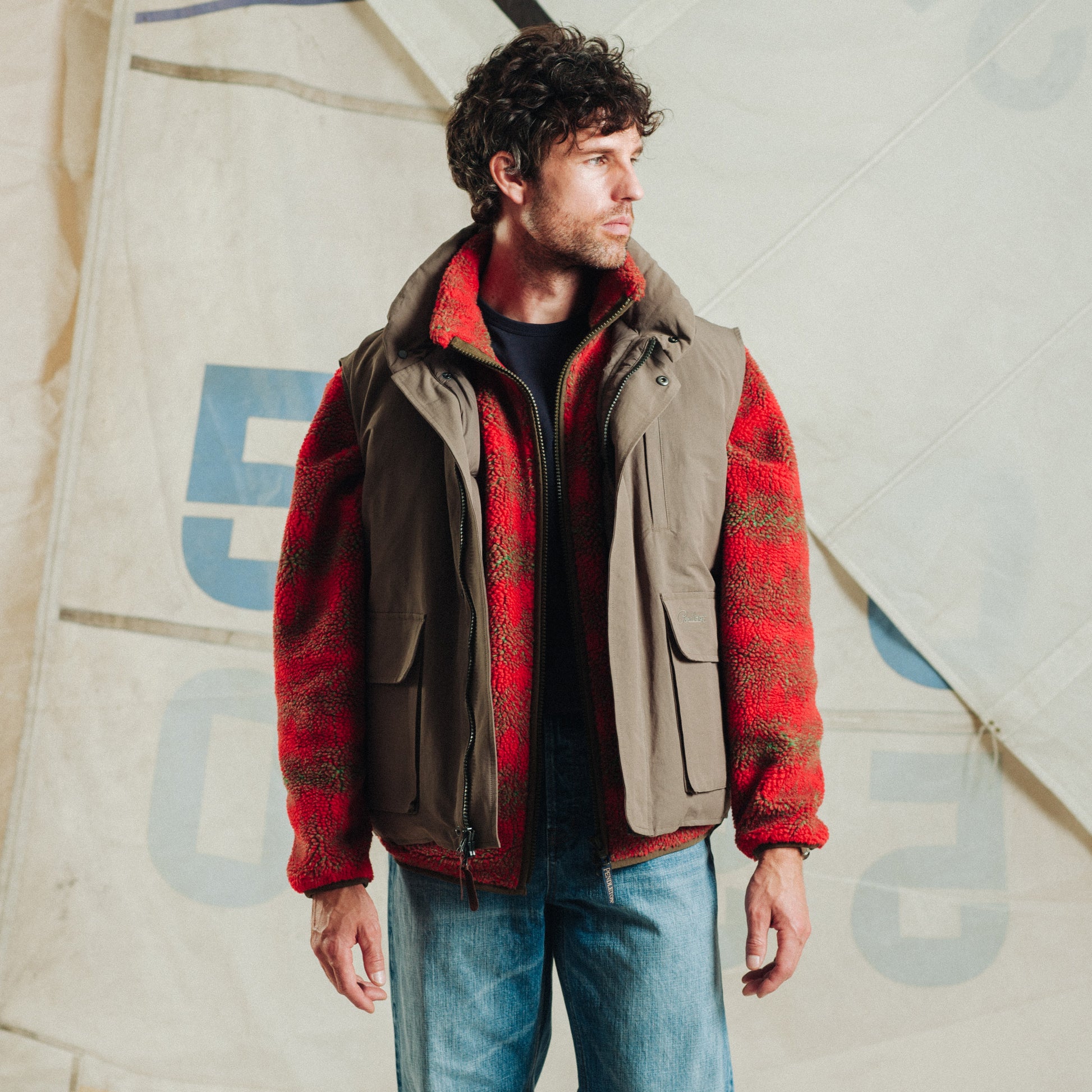 Flat Face Down Vest - Brown