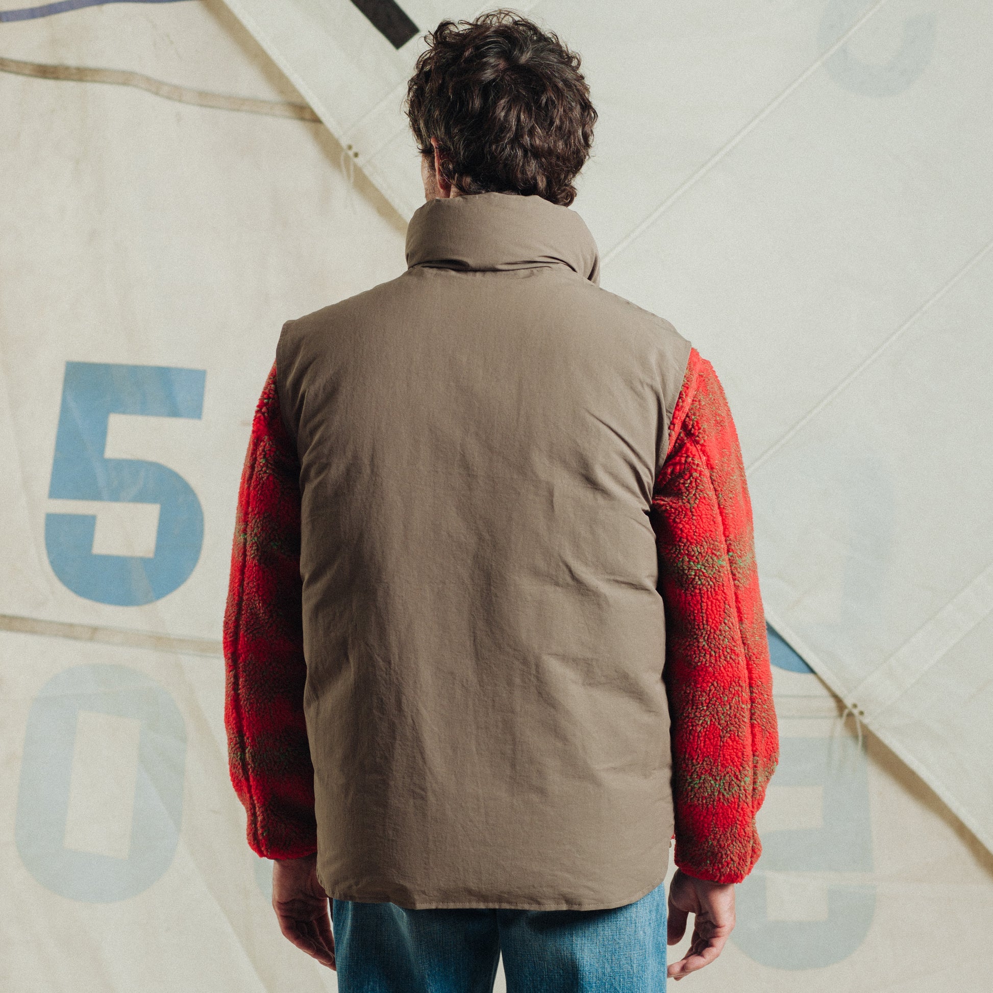 Flat Face Down Vest - Brown