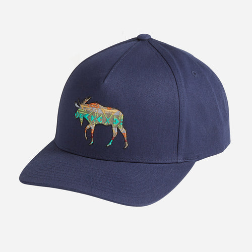 Moose Embroidered Cap - Navy