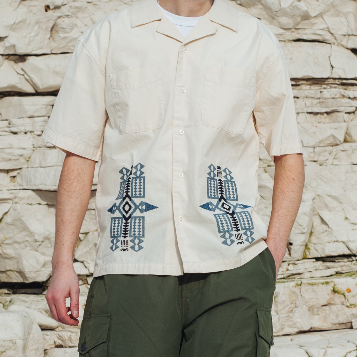 Camp Collar Shirt - Bone/Fire Legend