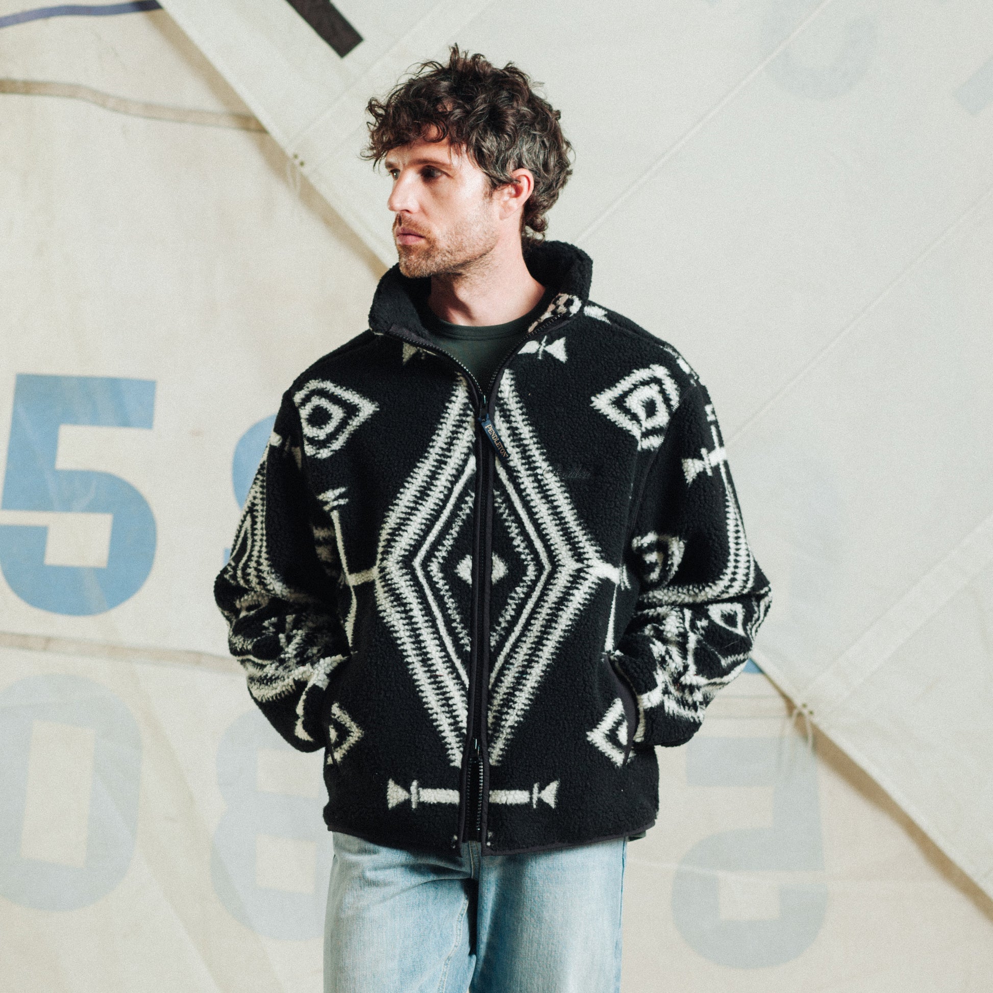 Jacquard Sherpa Fleece Jacket - Los Ojos