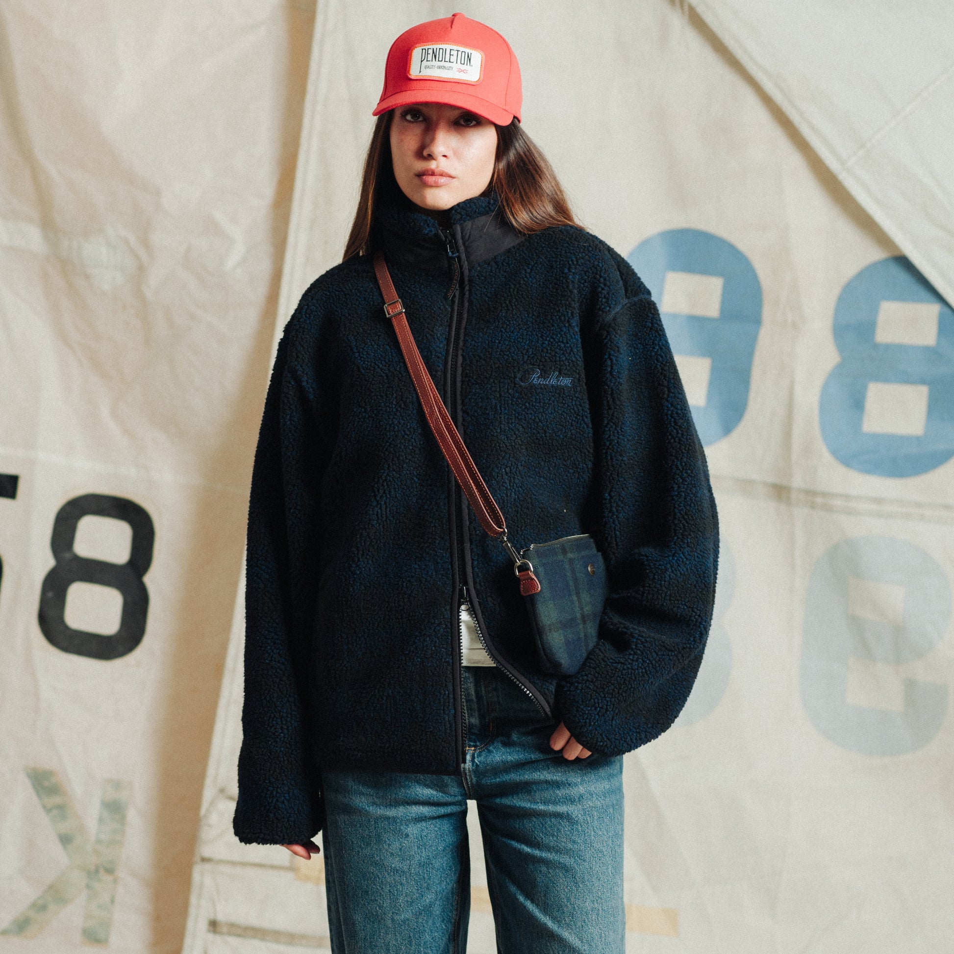 Women's Jacquard Sherpa Fleece Jacket - Skywalkers Navy