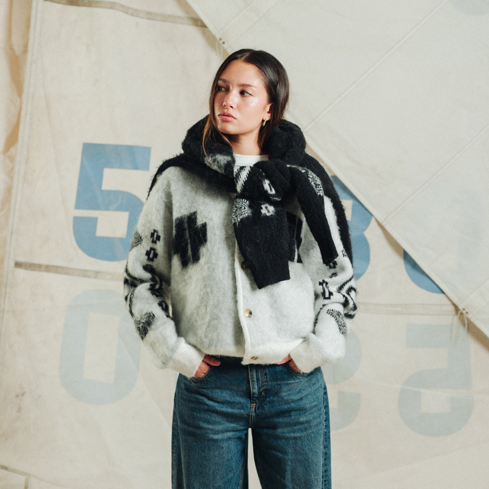 Women's Mohair Cardigan - Los Ojos Black