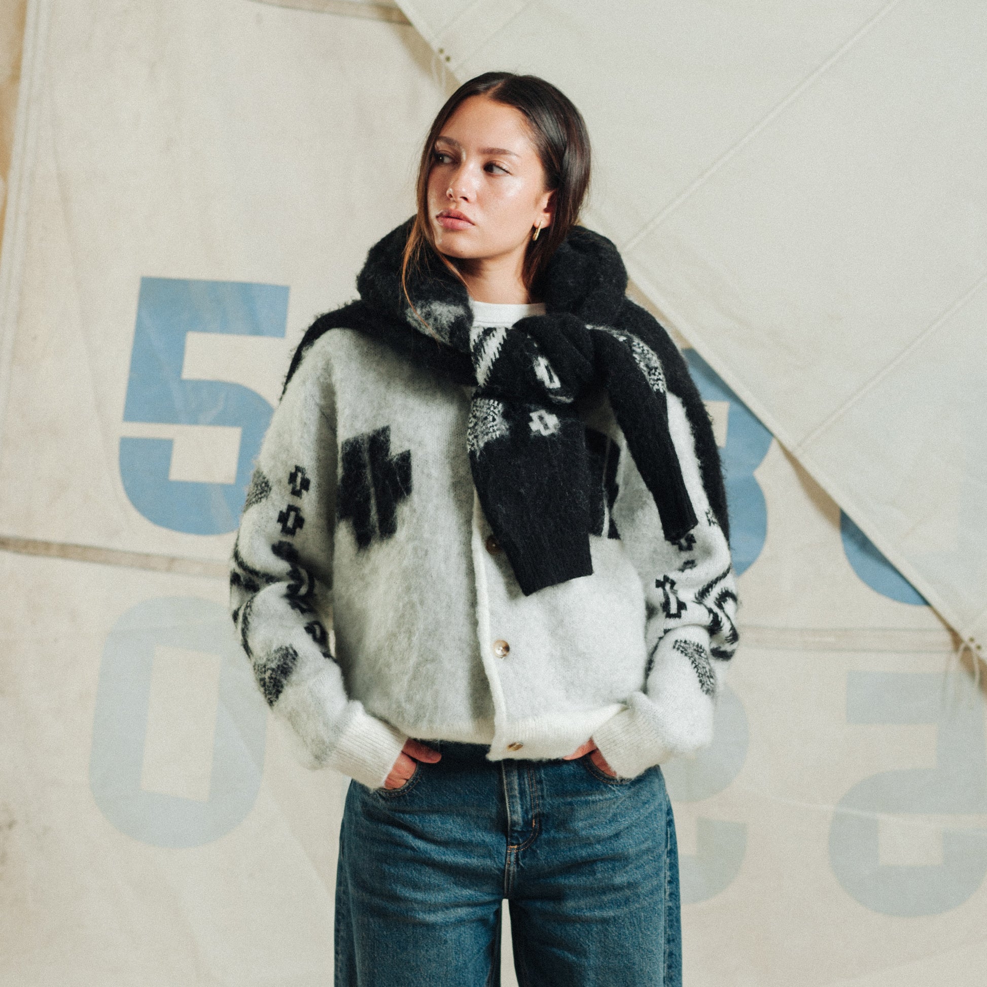 Women's Mohair Cardigan - Los Ojos White