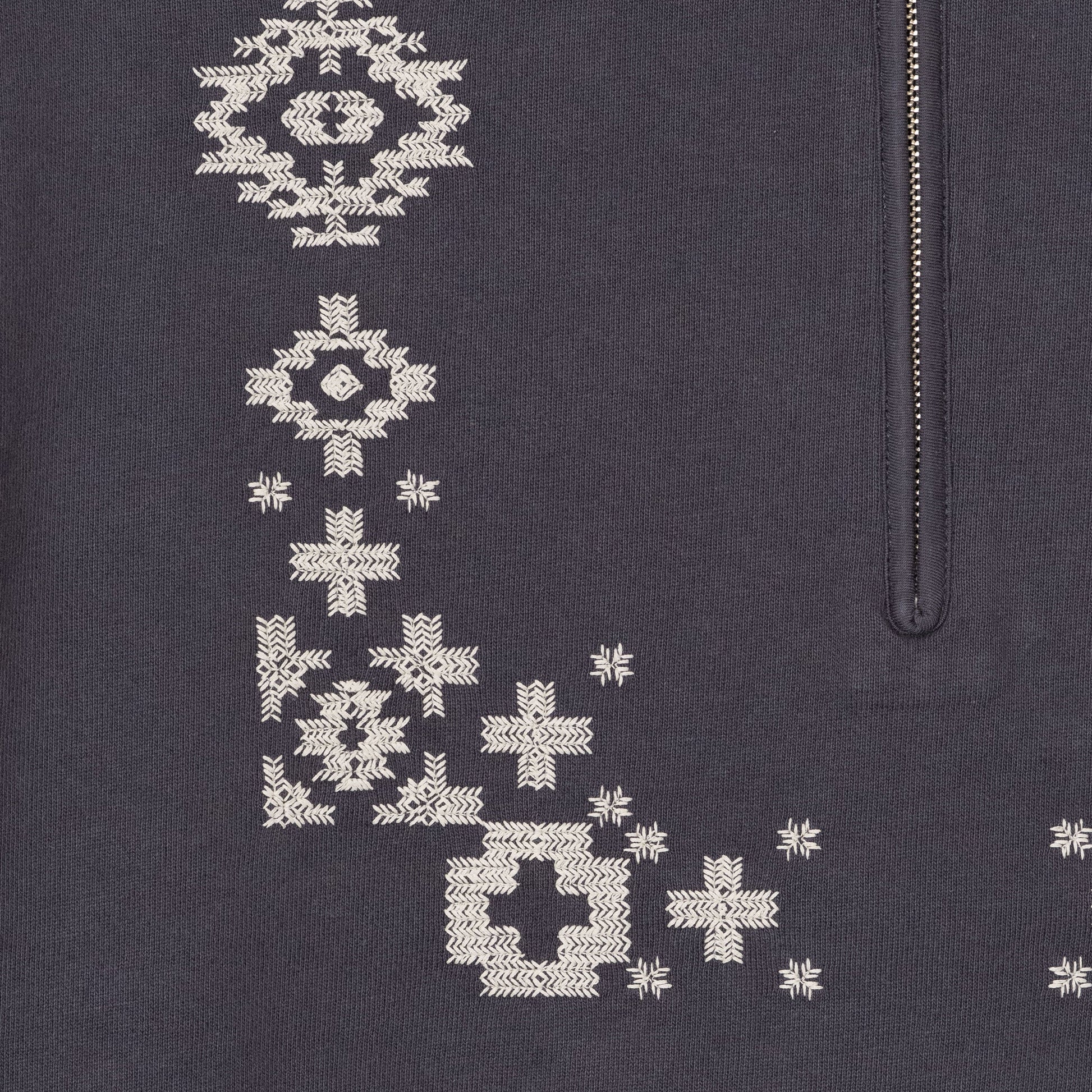 Pigment Dyed Half Zip Sweatshirt - Slate Grey