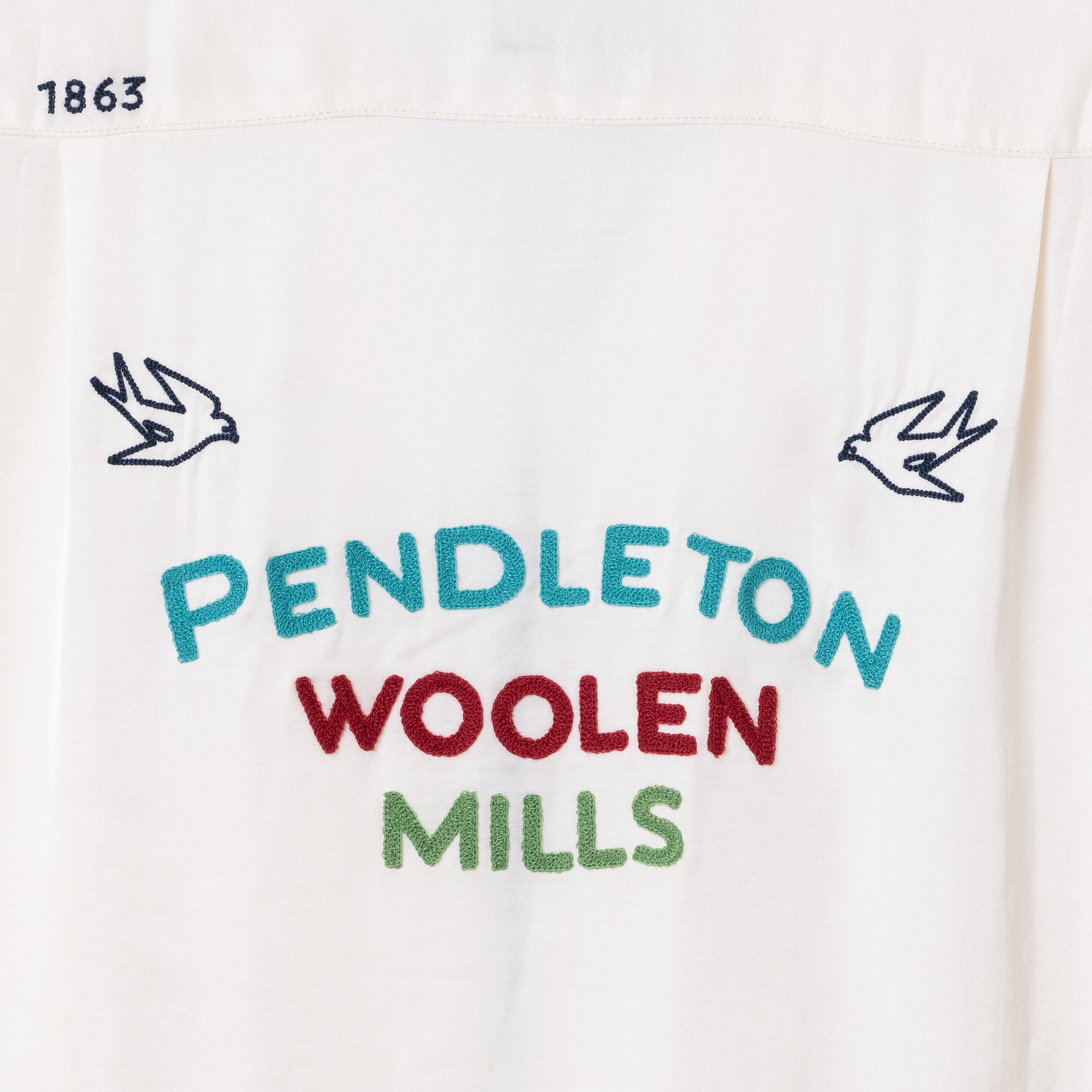 Piping Open Collar Bowling Shirt - White