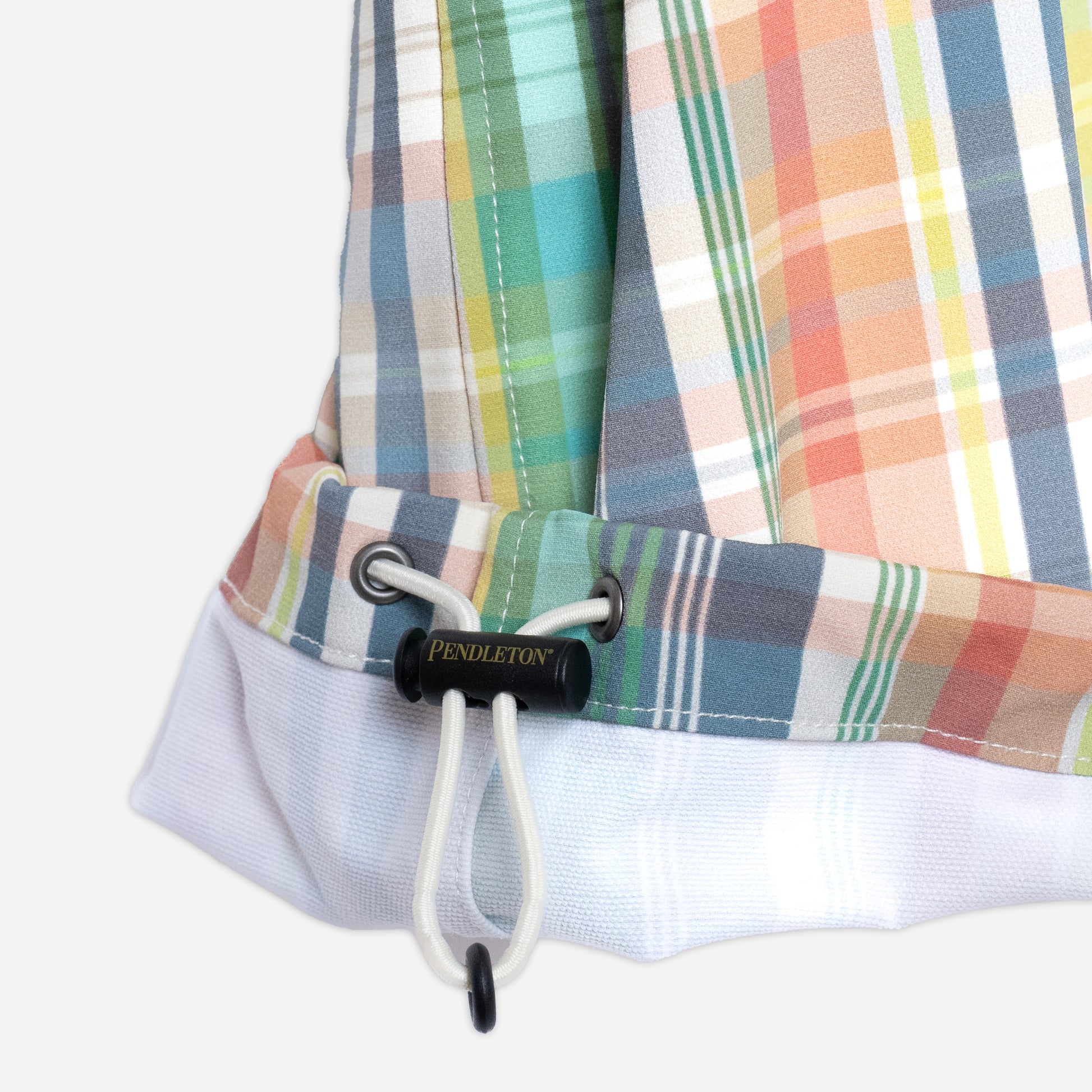 Open Collar Shirt Jacket - Green/Ivory Madras