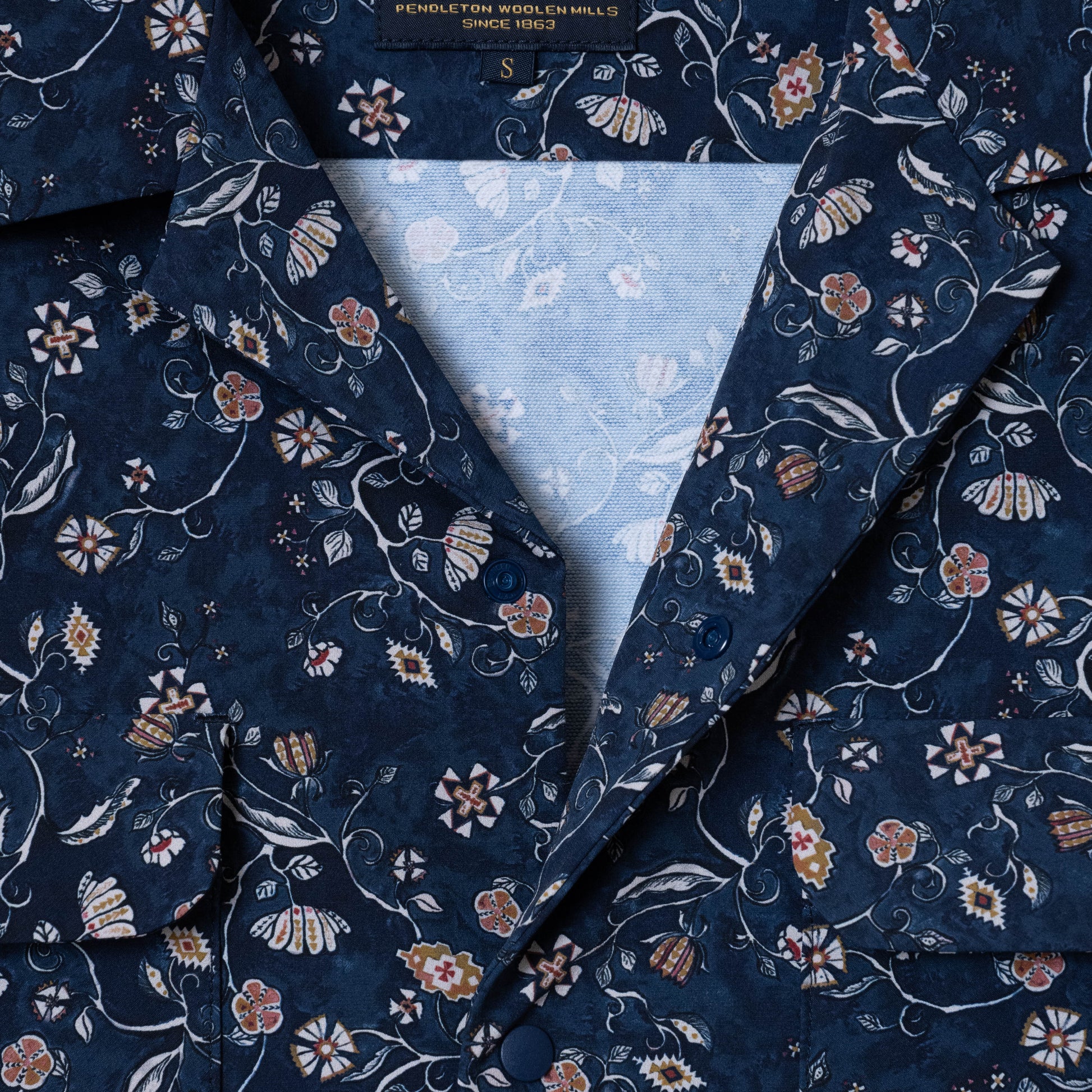 Open Collar Shirt Jacket - Navy Moonbeam