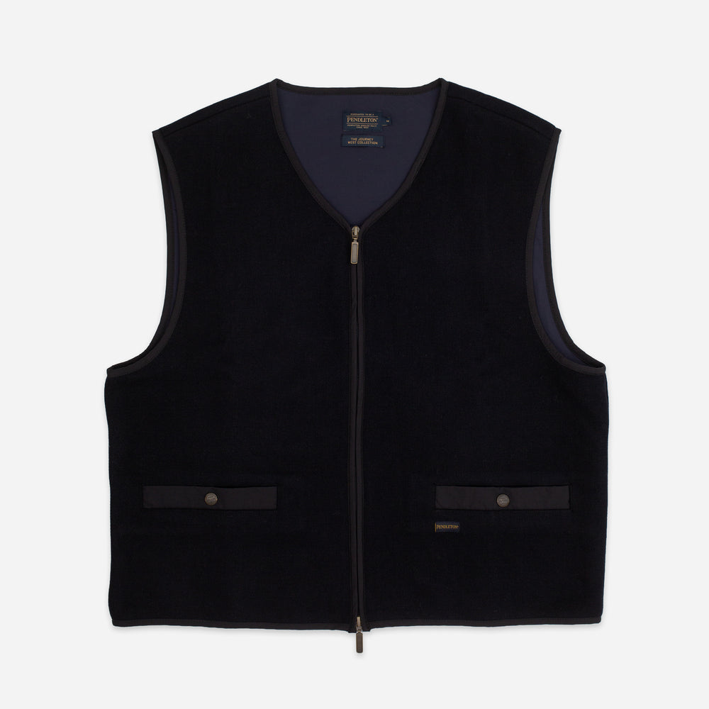 Wool Zip Vest - Navy