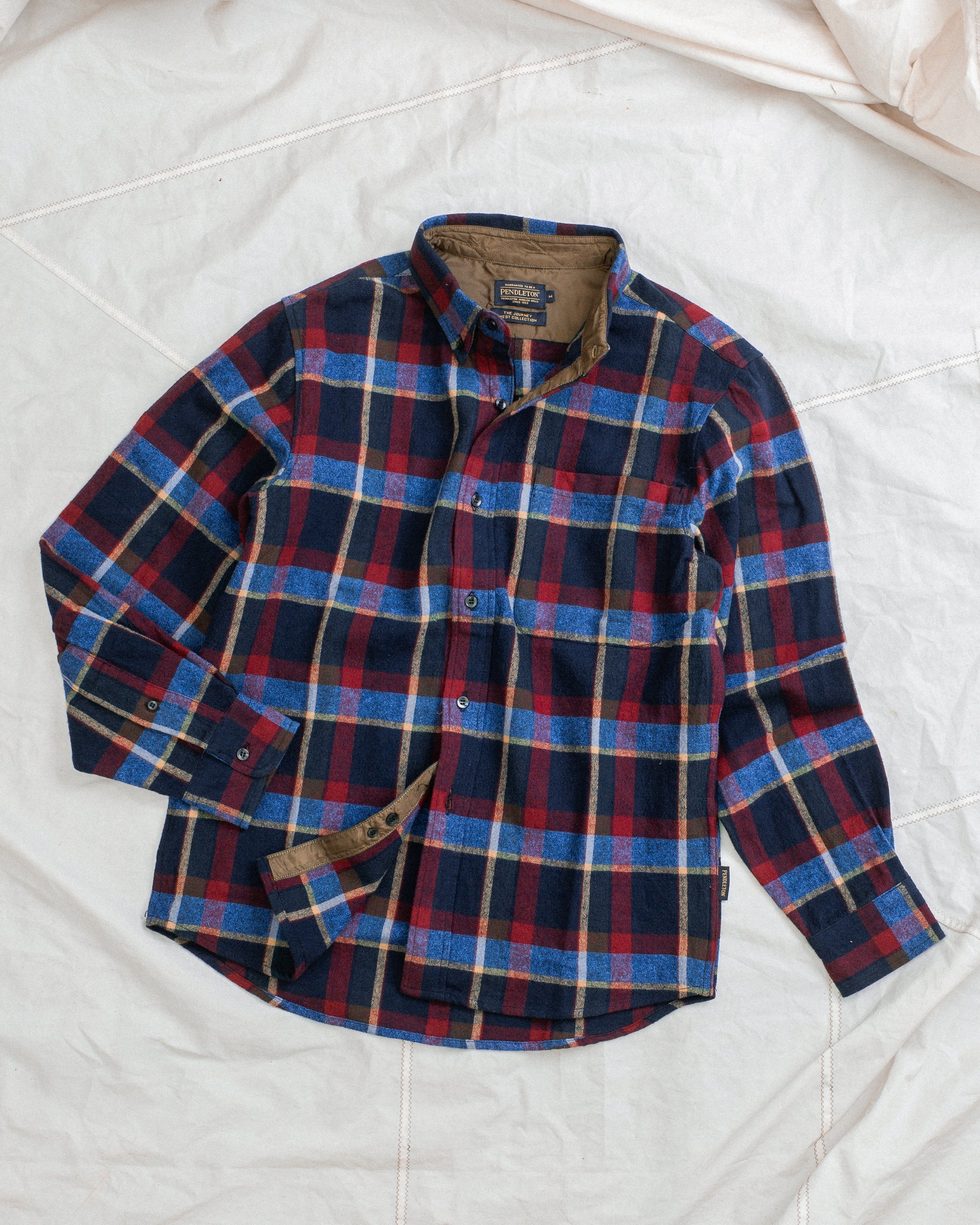 Lined Collar Shirt - Blue/Red Plaid
