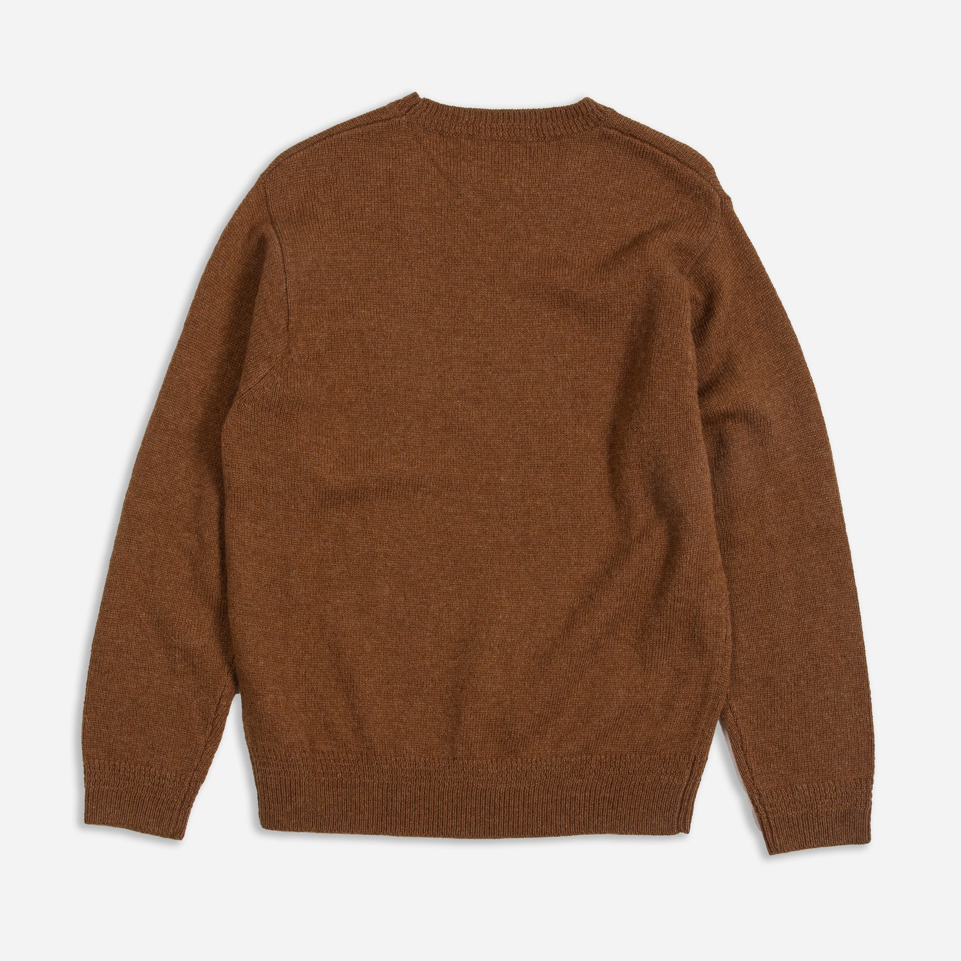 Shetland Wool Crew Sweater - Carmel Heather