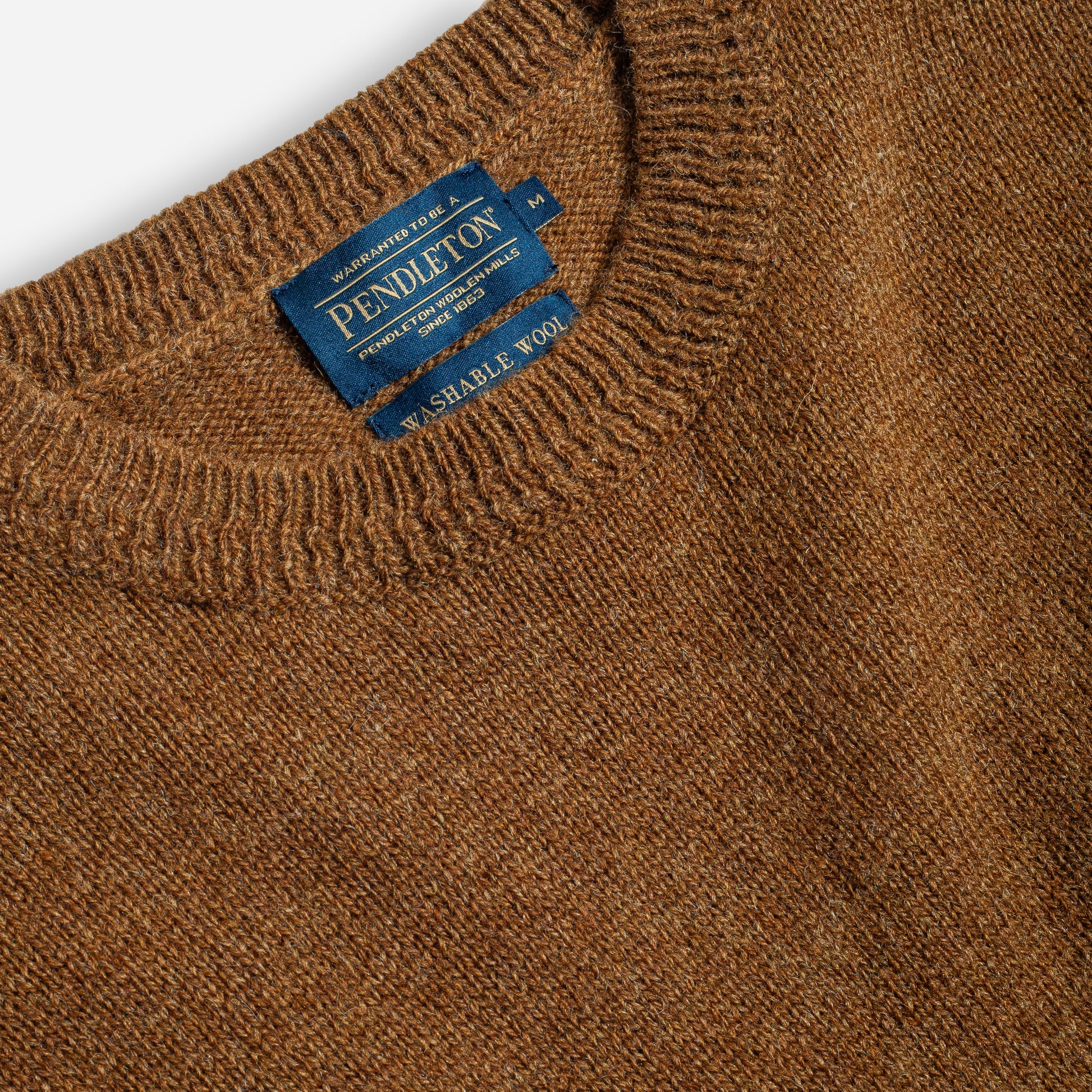 Shetland Wool Crew Sweater - Carmel Heather