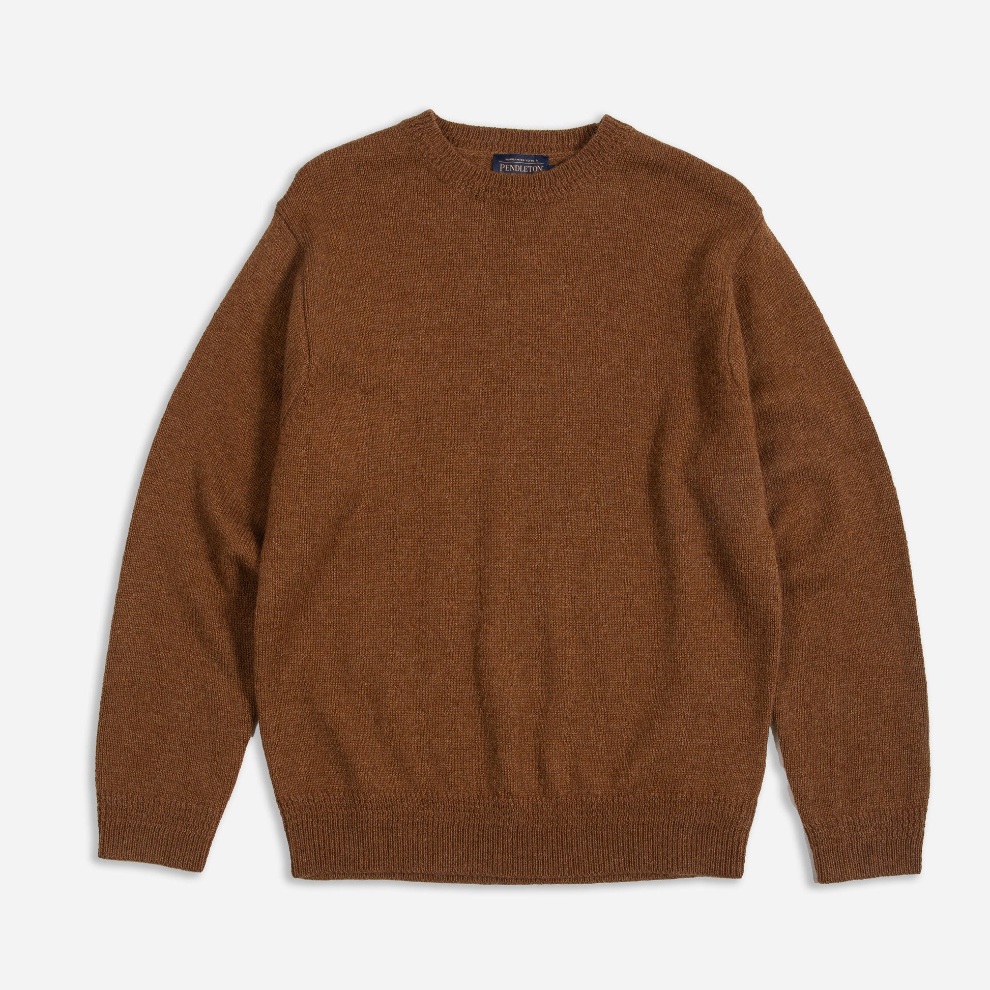 Shetland Wool Crew Sweater - Carmel Heather