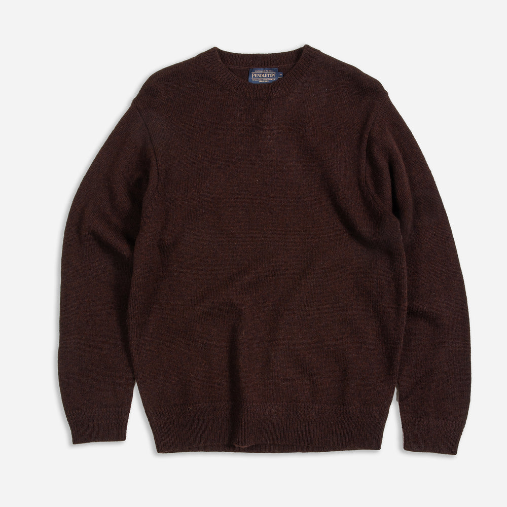 Shetland Wool Crew Sweater - Espresso Heather