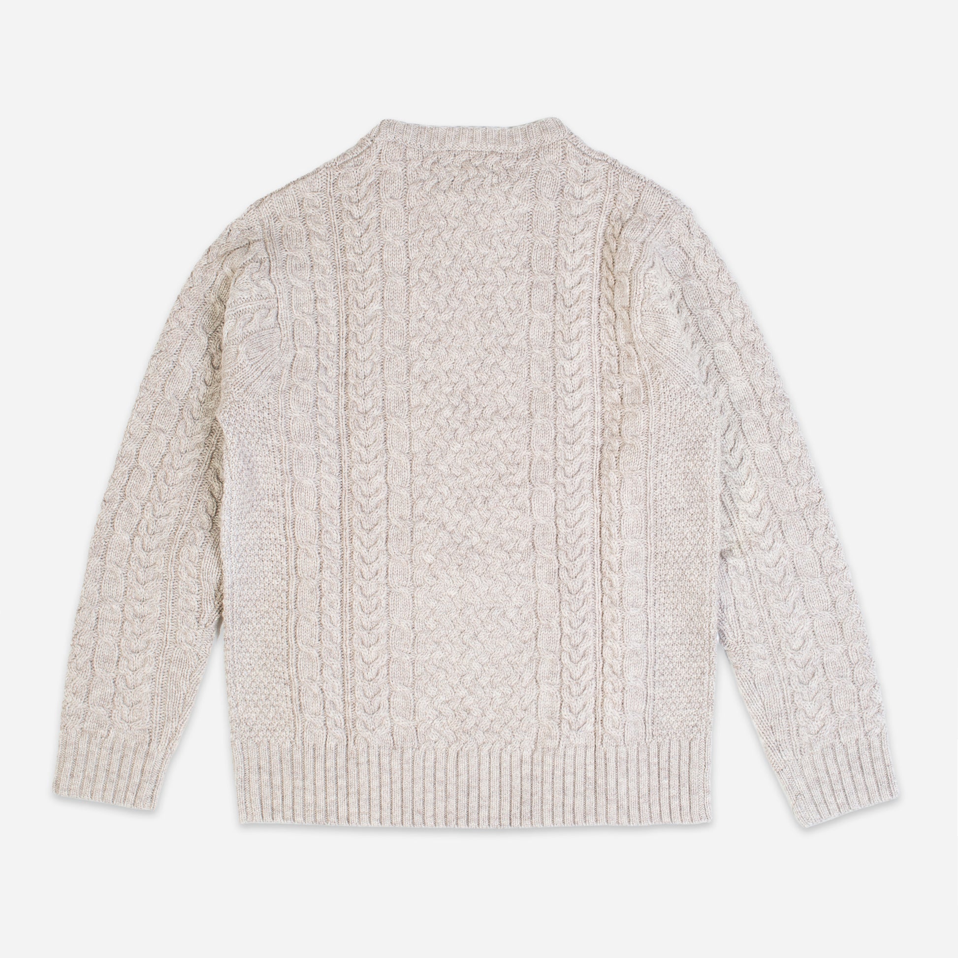 Shetland Wool Fishermans Sweater - Wheat Mix