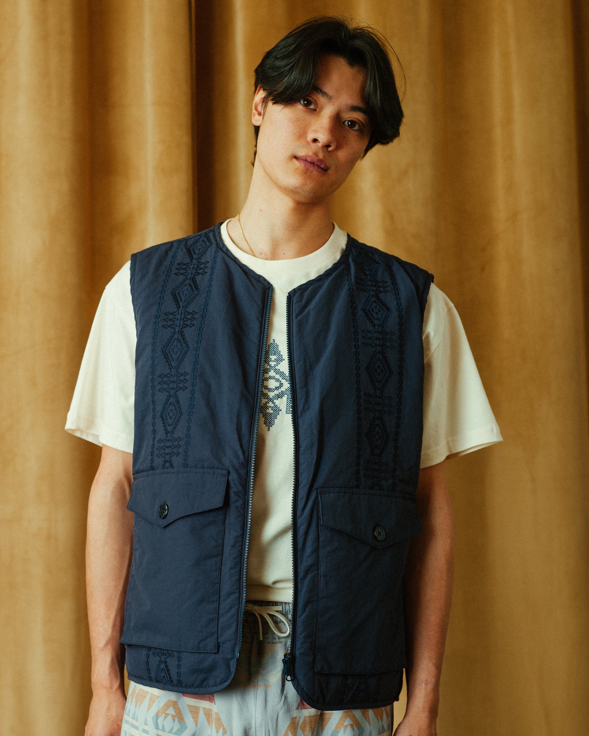 Reversible Parachute Liner Vest - Navy