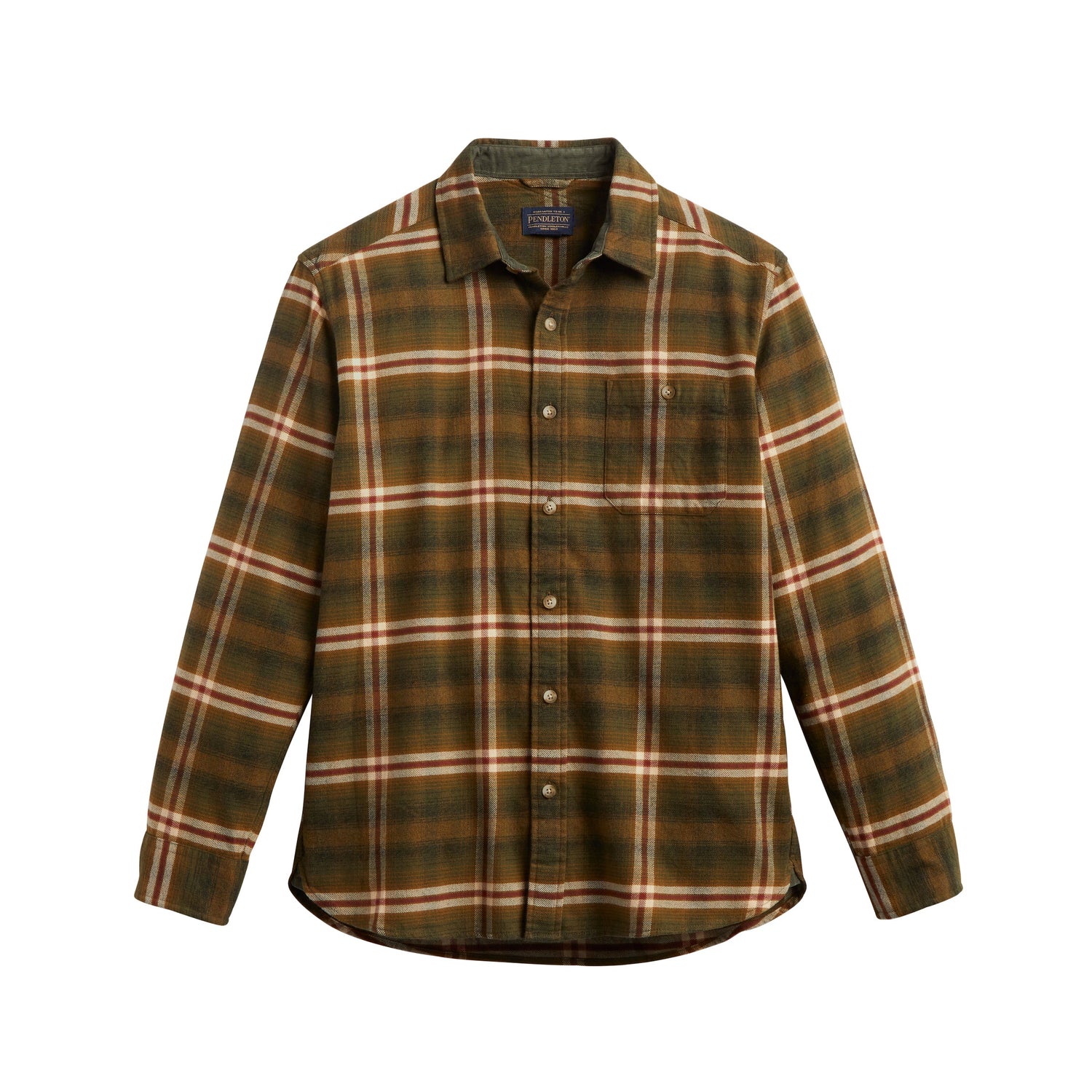 Fremont Flannel Shirt - Dark Olive/Tan/Red Plaid