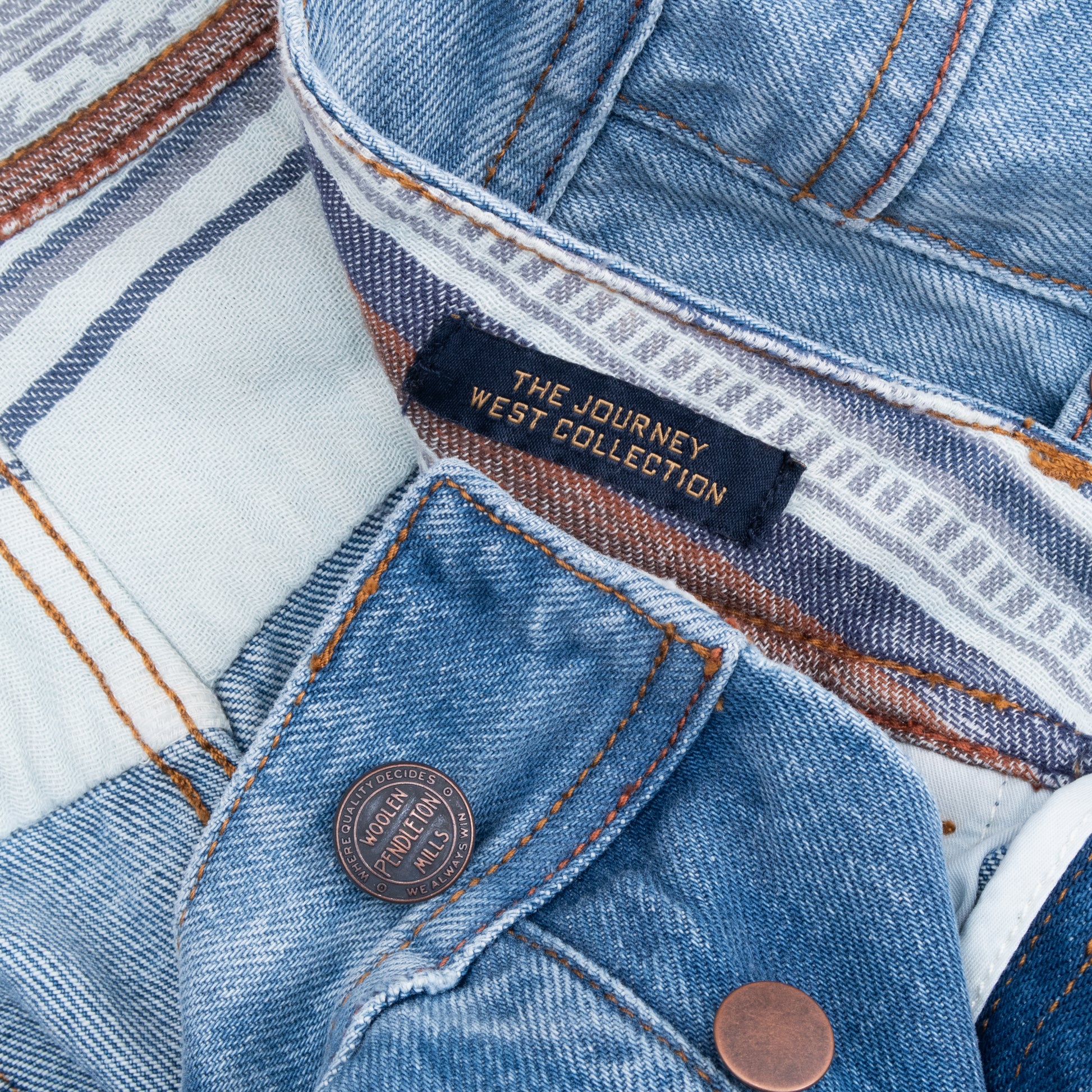 Patchwork Straight Leg Denim Jeans - Blue