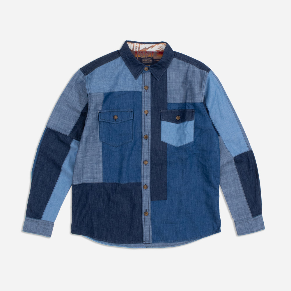 La Pine Patchwork Chambray Hemd - Blau/Mehrfarbig