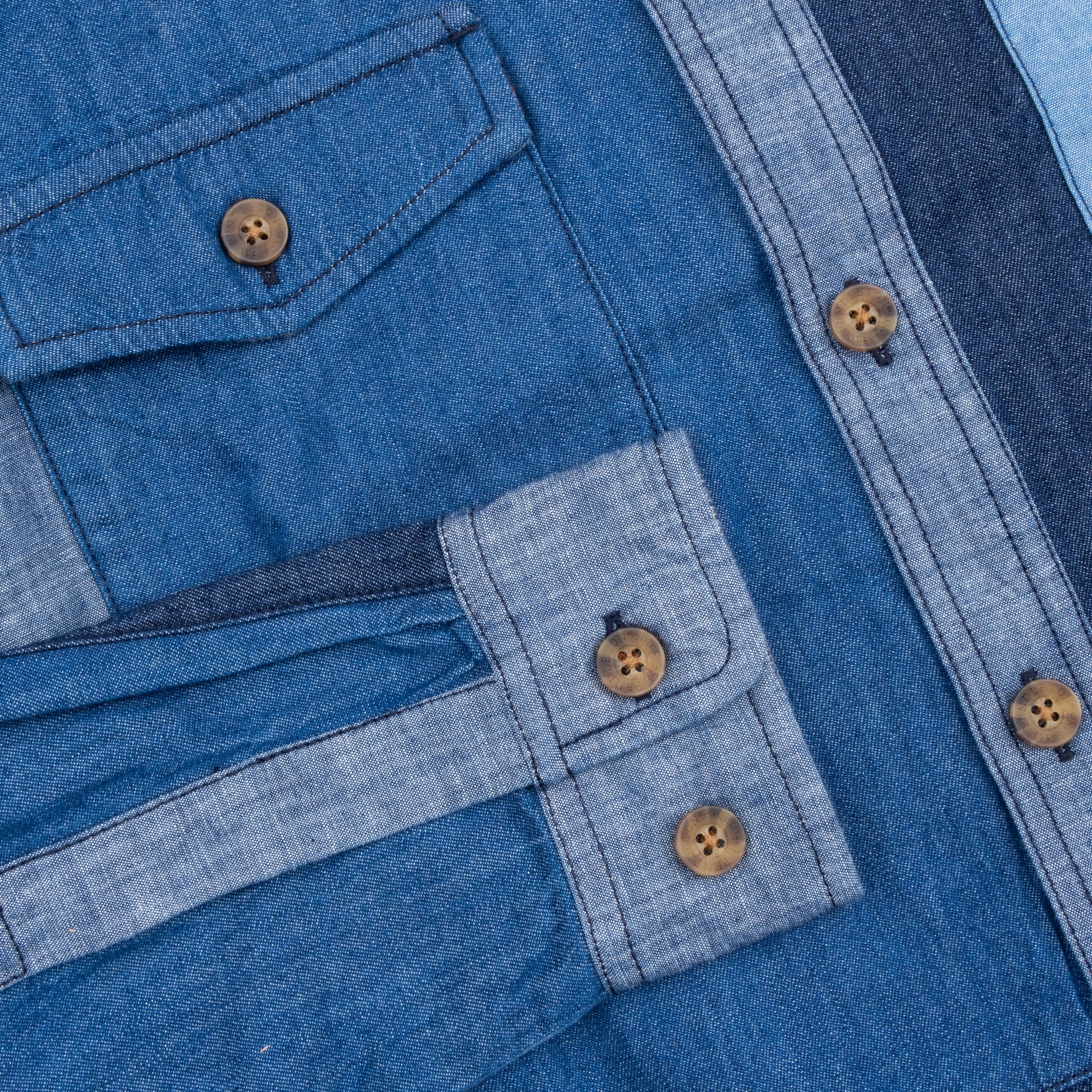 La Pine Patchwork Chambray Hemd - Blau/Mehrfarbig