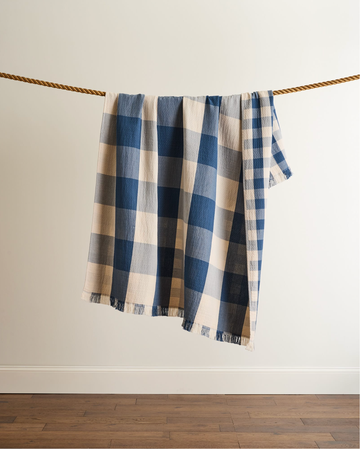 Organic Cotton Plaid Throw - Indigo