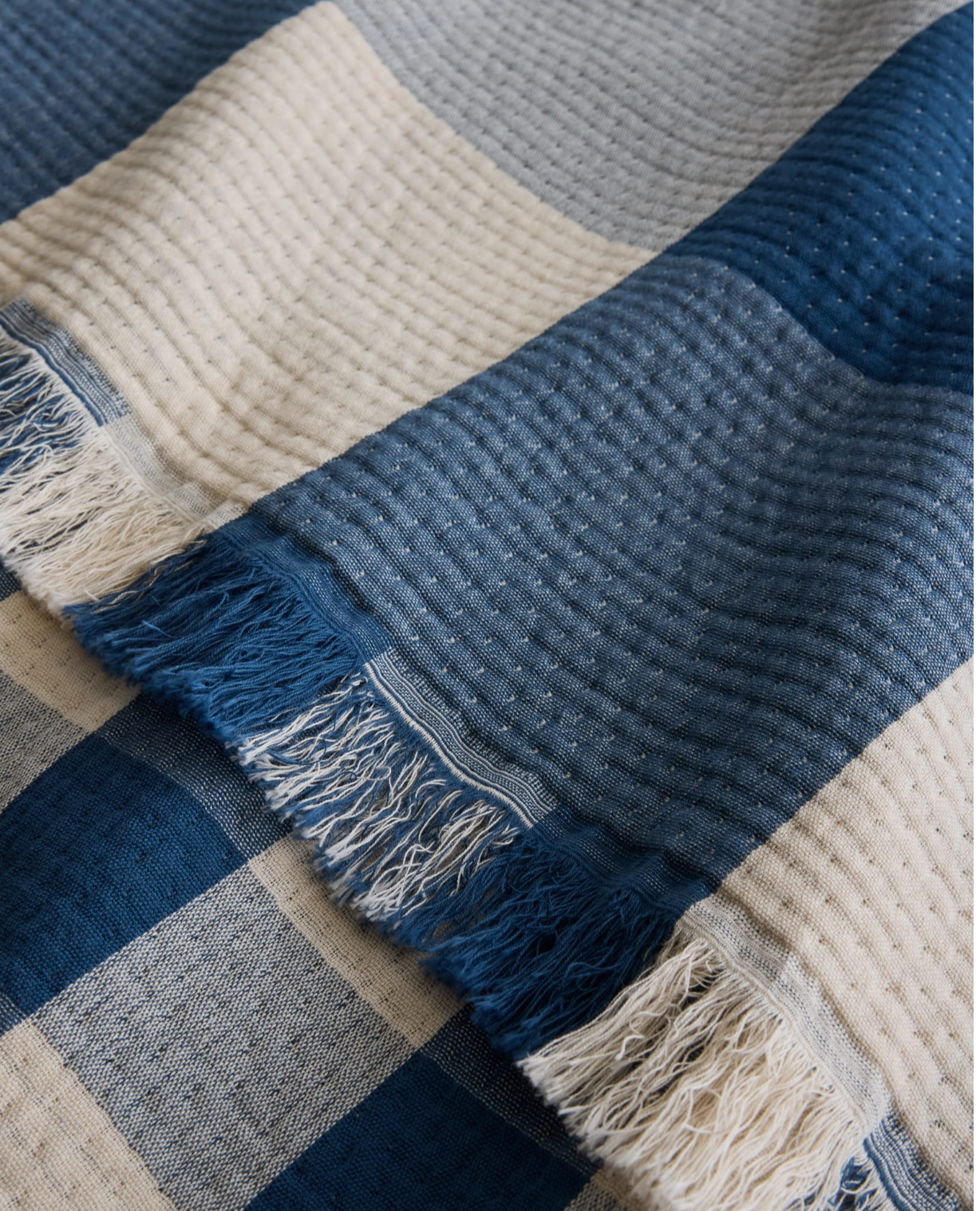 Organic Cotton Plaid Throw - Indigo