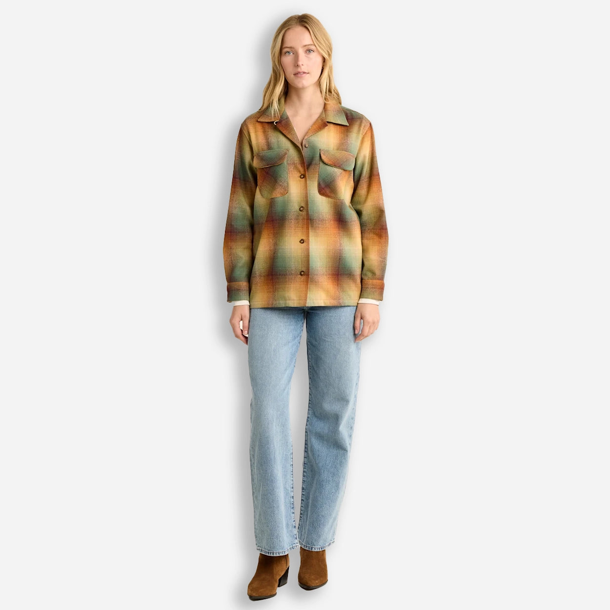 Damen Boyfriend Boardshirt - Gold/Grün Ombre